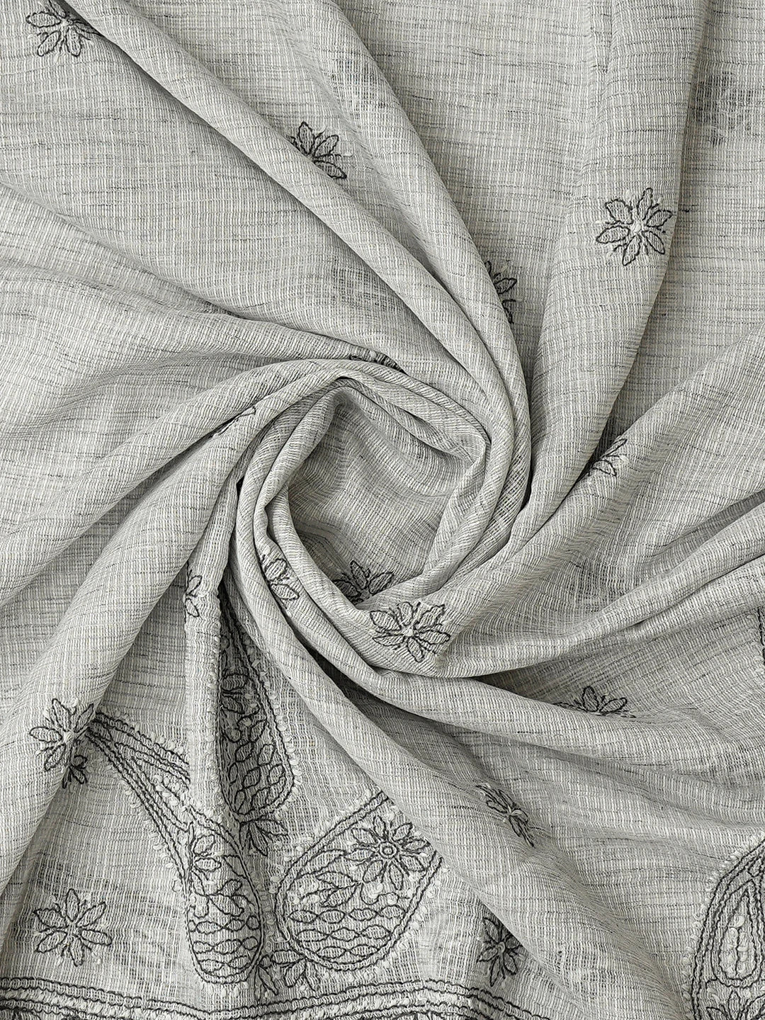 Ada Hand Embroidered Grey Kota Lucknowi Chikankari Unstitched Suit Piece 01A831707