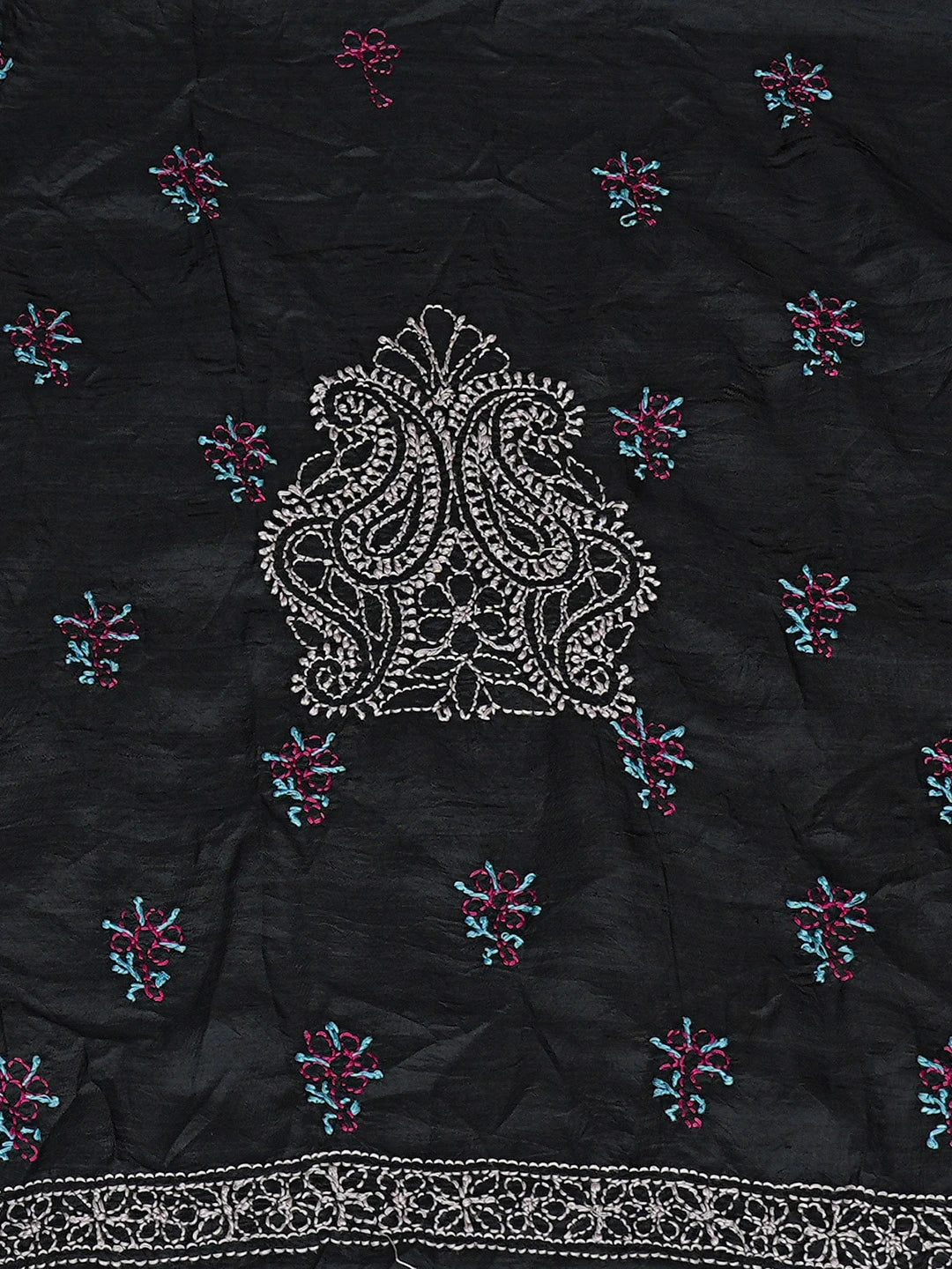 Black Silk Chikankari Kurta Fabric | Ada – Ada Chikan