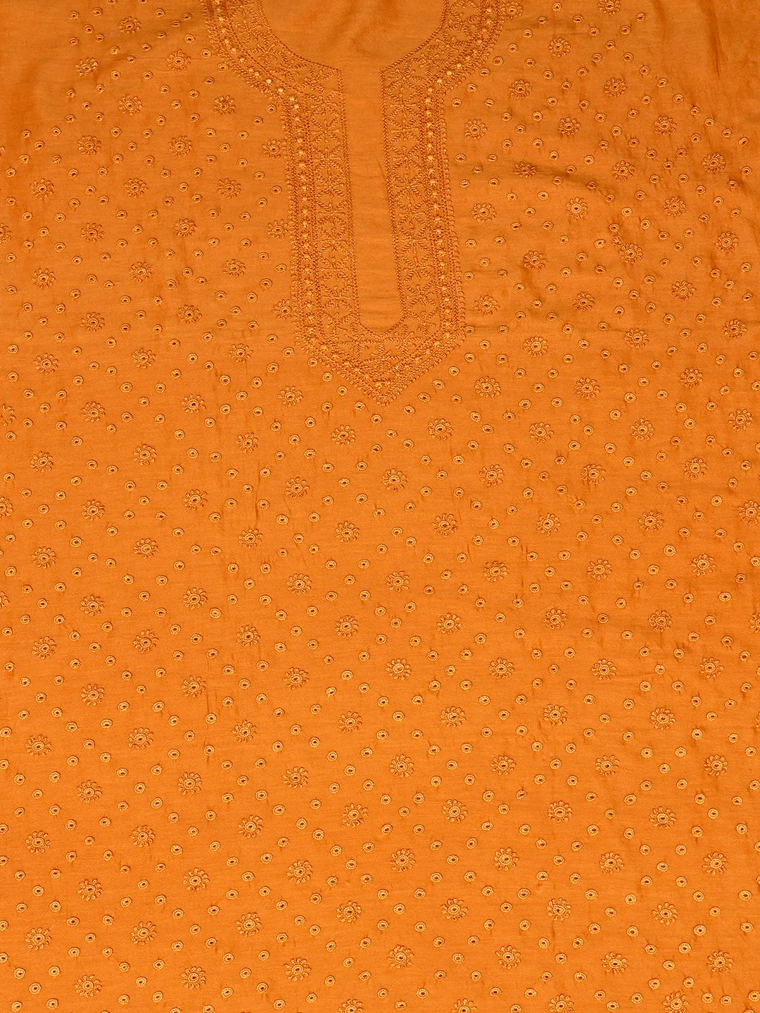Ada Hand Embroidered Mustard Brown Chanderi Lucknowi Chikankari Unstitched Men's Kurta Piece 01A697150