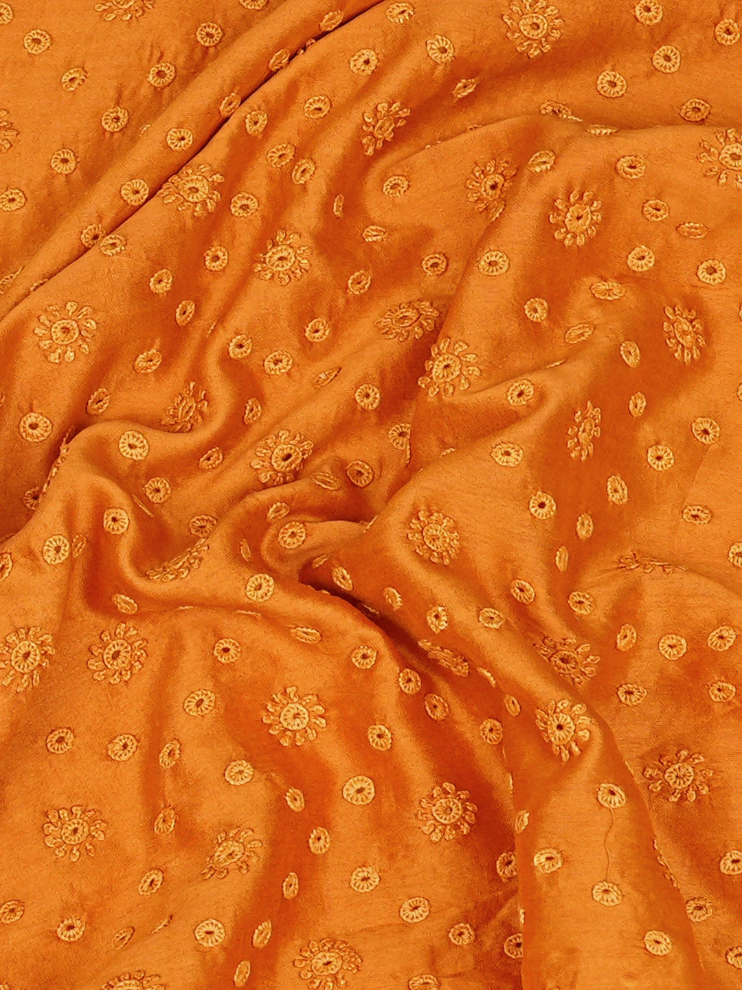 Ada Hand Embroidered Mustard Brown Chanderi Lucknowi Chikankari Unstitched Men's Kurta Piece 01A697150