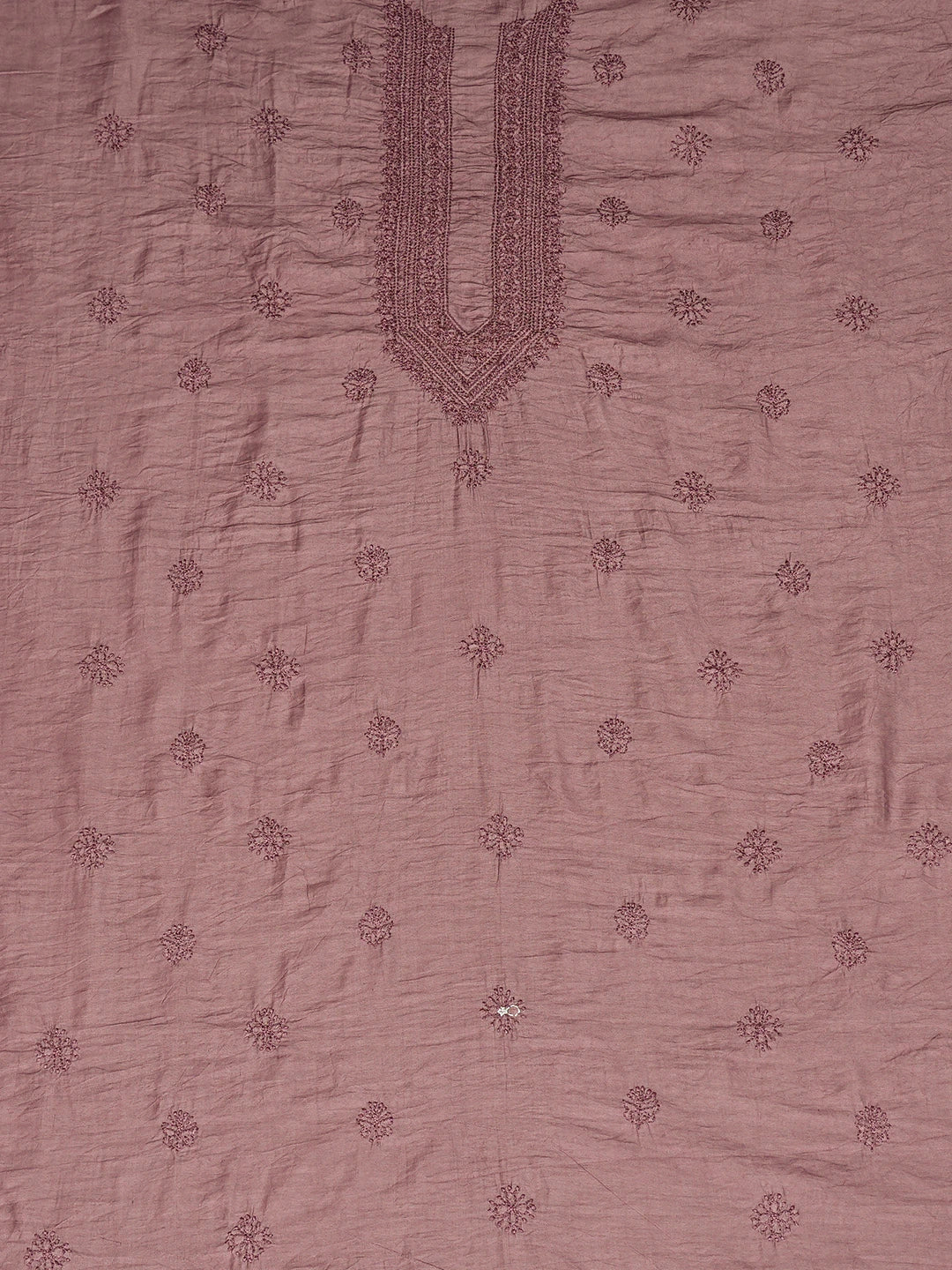 Ada Hand Embroidered Onion Pink Chanderi Lucknowi Chikankari Unstitched Men's Kurta Piece 01A748107