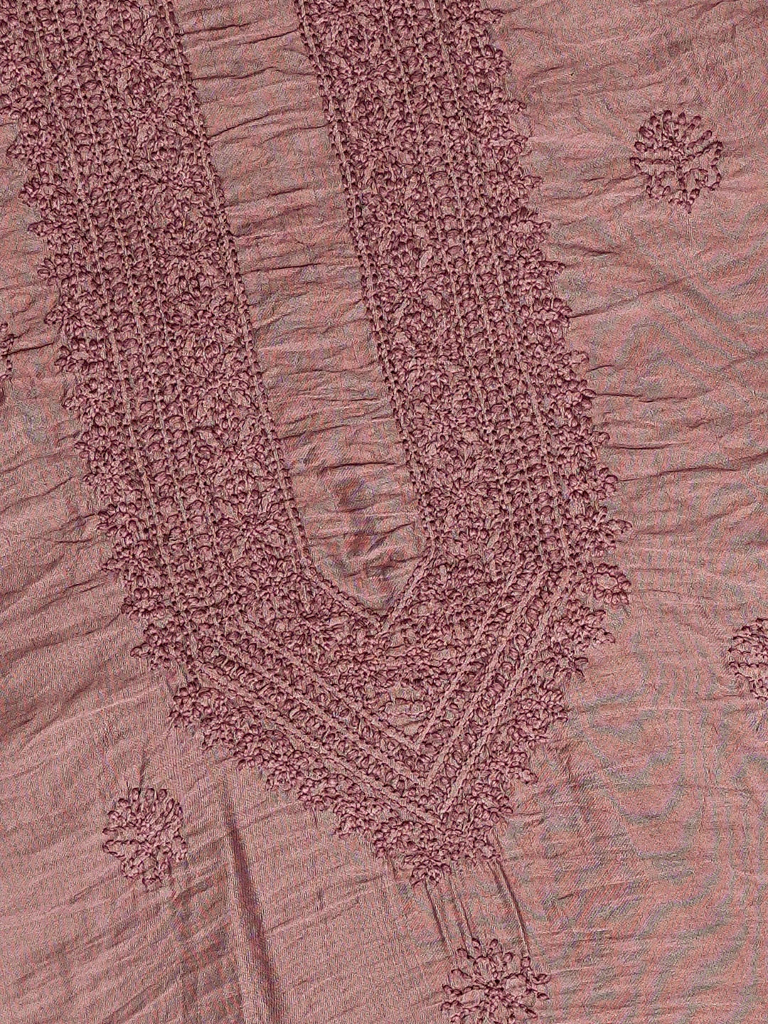 Ada Hand Embroidered Onion Pink Chanderi Lucknowi Chikankari Unstitched Men's Kurta Piece 01A748107