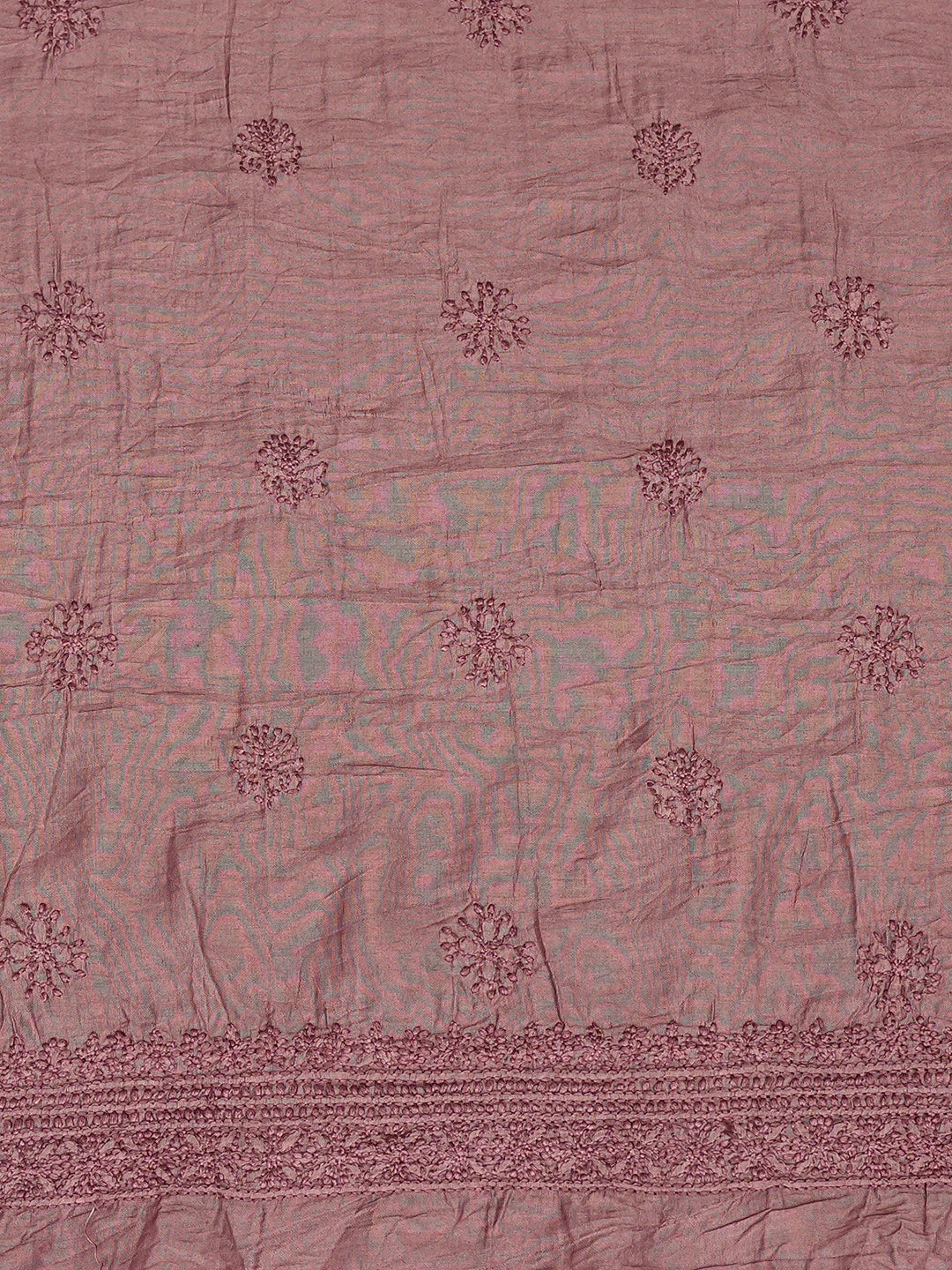 Ada Hand Embroidered Onion Pink Chanderi Lucknowi Chikankari Unstitched Men's Kurta Piece 01A748107