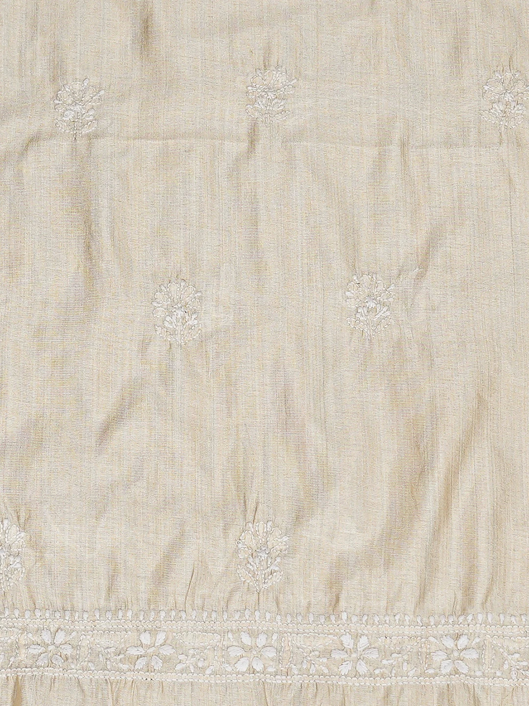 Ada Hand Embroidered Fawn Silk Lucknowi Chikankari Unstitched Kurta Dupatta Set 01A838978