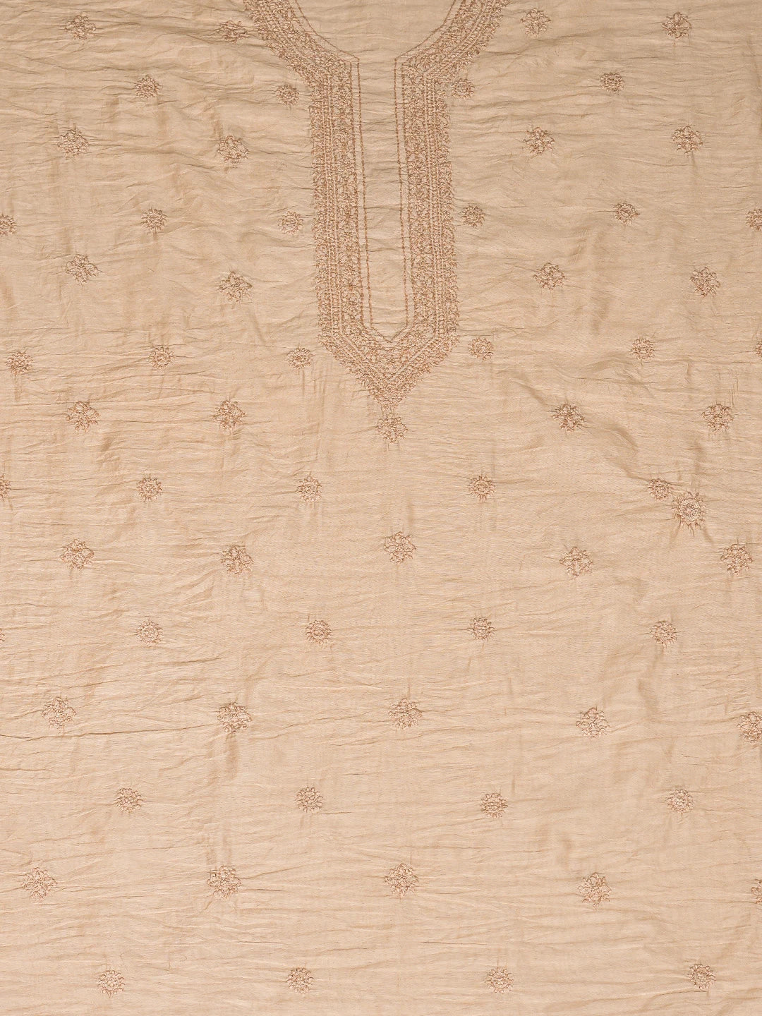 Ada Hand Embroidered Dusty Peach Chanderi Lucknowi Chikankari Unstitched Men's Kurta Piece 01A781994