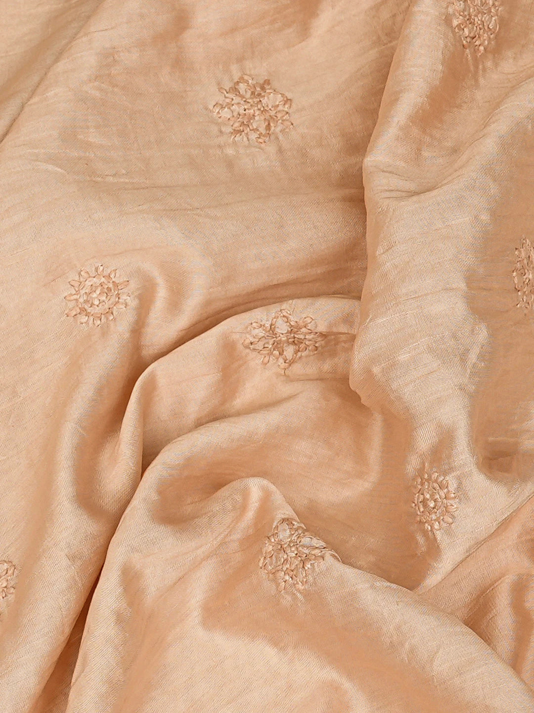 Ada Hand Embroidered Dusty Peach Chanderi Lucknowi Chikankari Unstitched Men's Kurta Piece 01A781994
