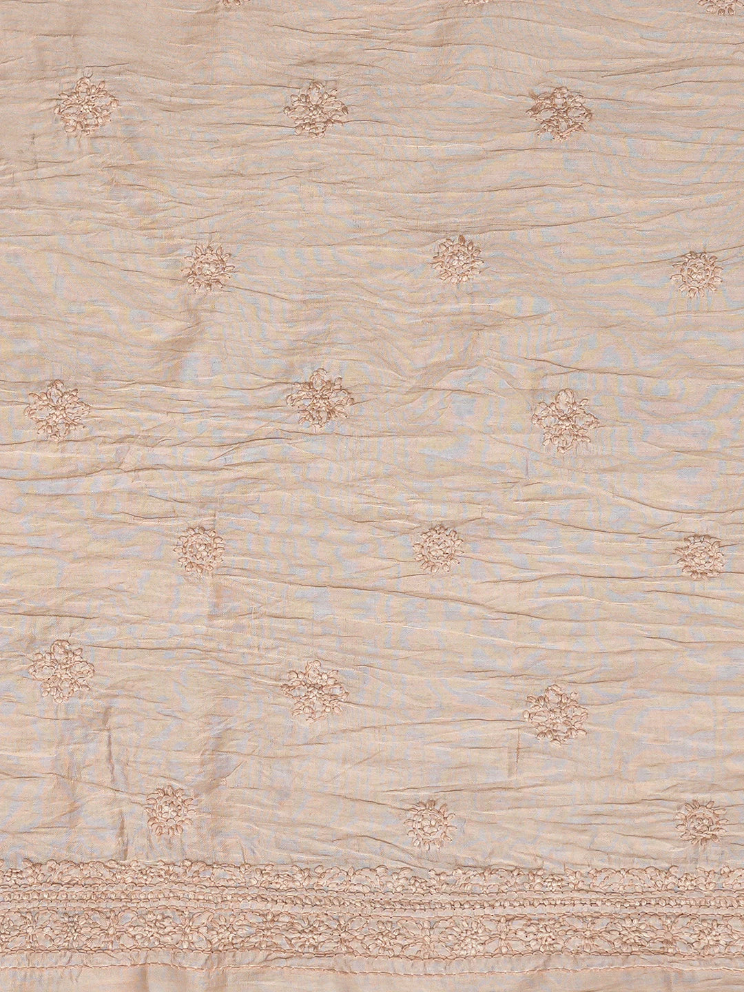 Ada Hand Embroidered Dusty Peach Chanderi Lucknowi Chikankari Unstitched Men's Kurta Piece 01A781994