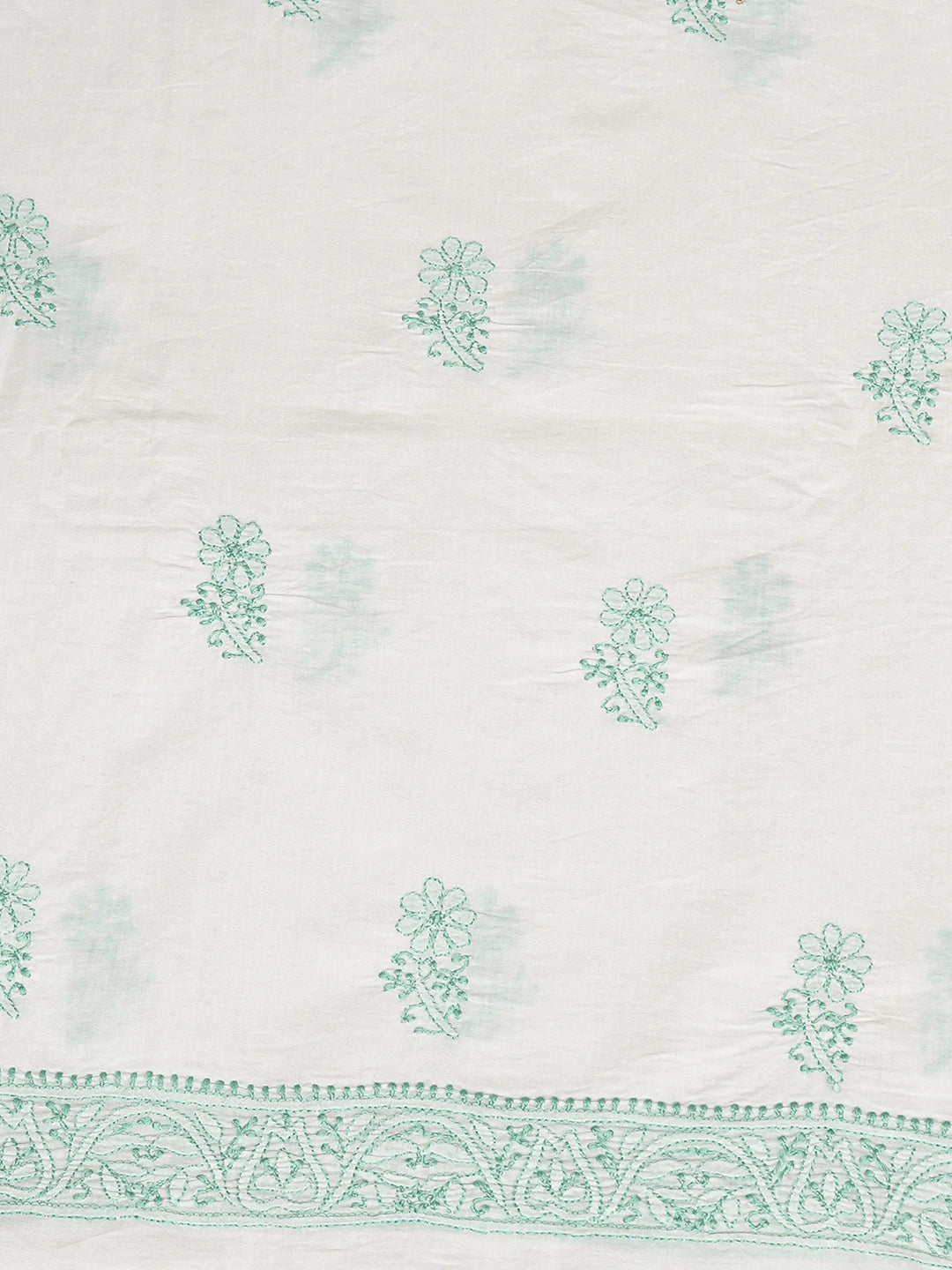 Ada Hand Embroidered White Cotton Lucknowi Chikankari Unstitched Kurta Piece A220536