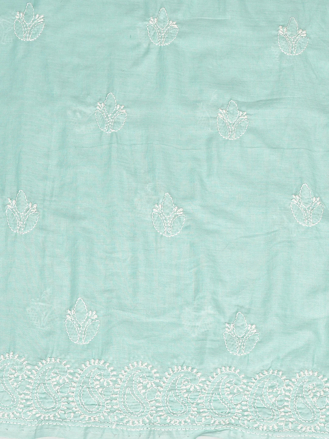 Ada Hand Embroidered Sea Green Cotton Lucknowi Chikankari Unstitched Kurta Piece 01A772941