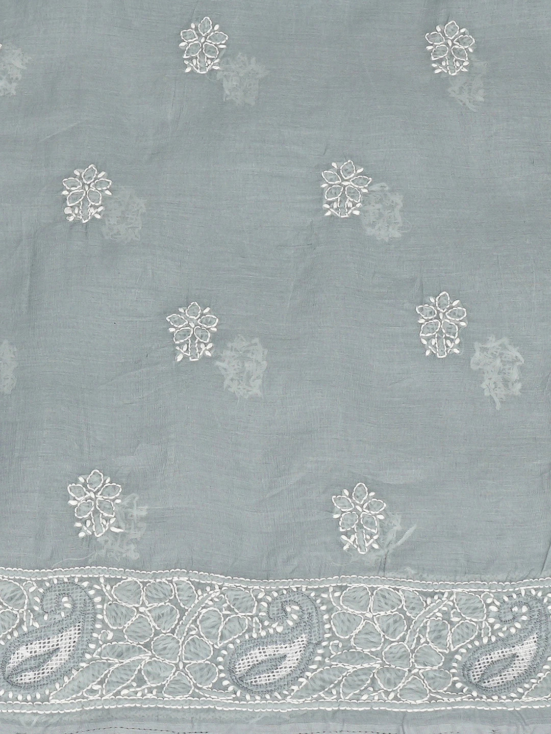 Ada Hand Embroidered Grey Cotton Lucknowi Chikankari Unstitched Kurta Piece 01A835401