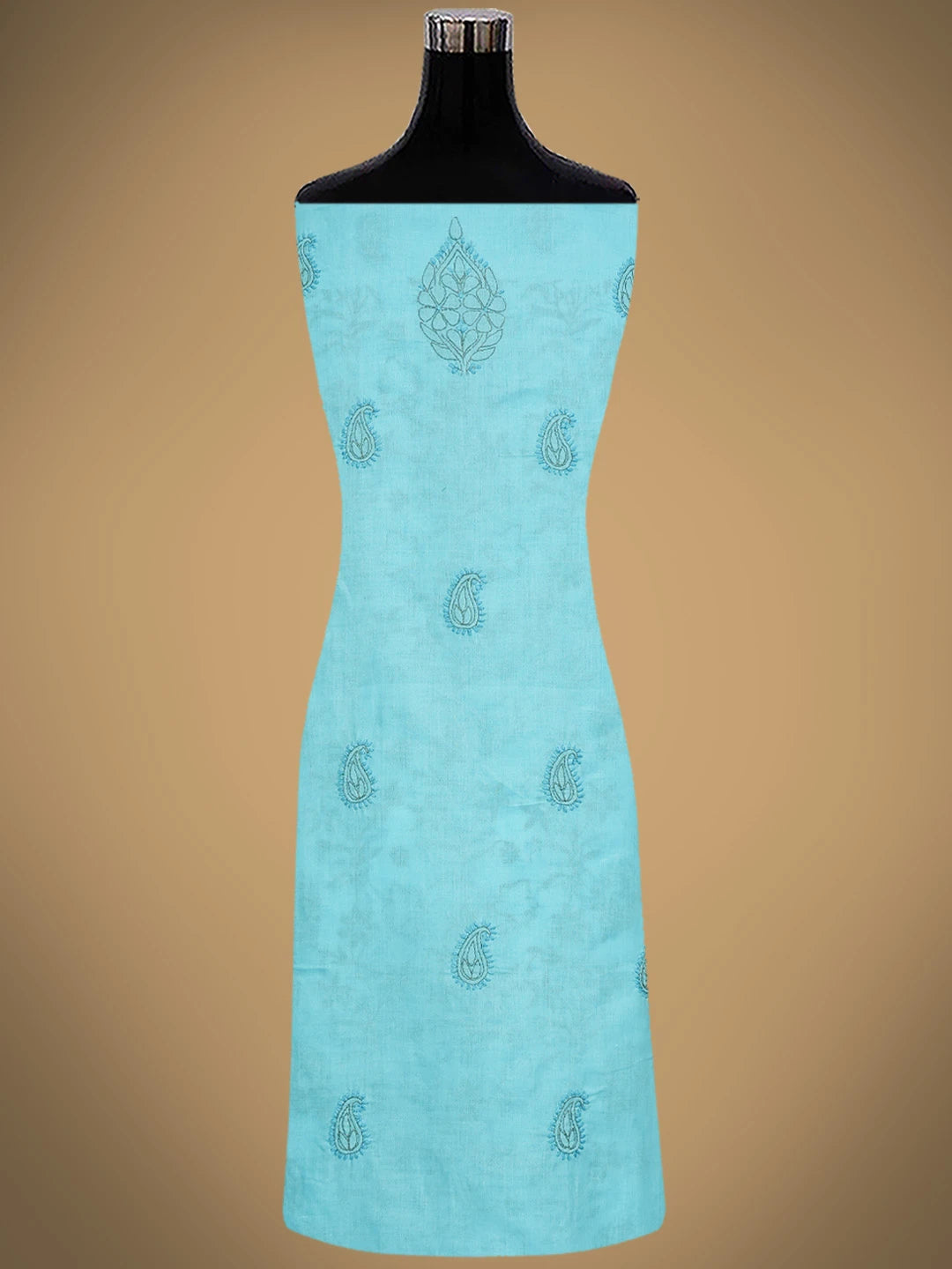 Ada Hand Embroidered Blue Cotton Lucknowi Chikankari Unstitched Suit Piece 01A839707