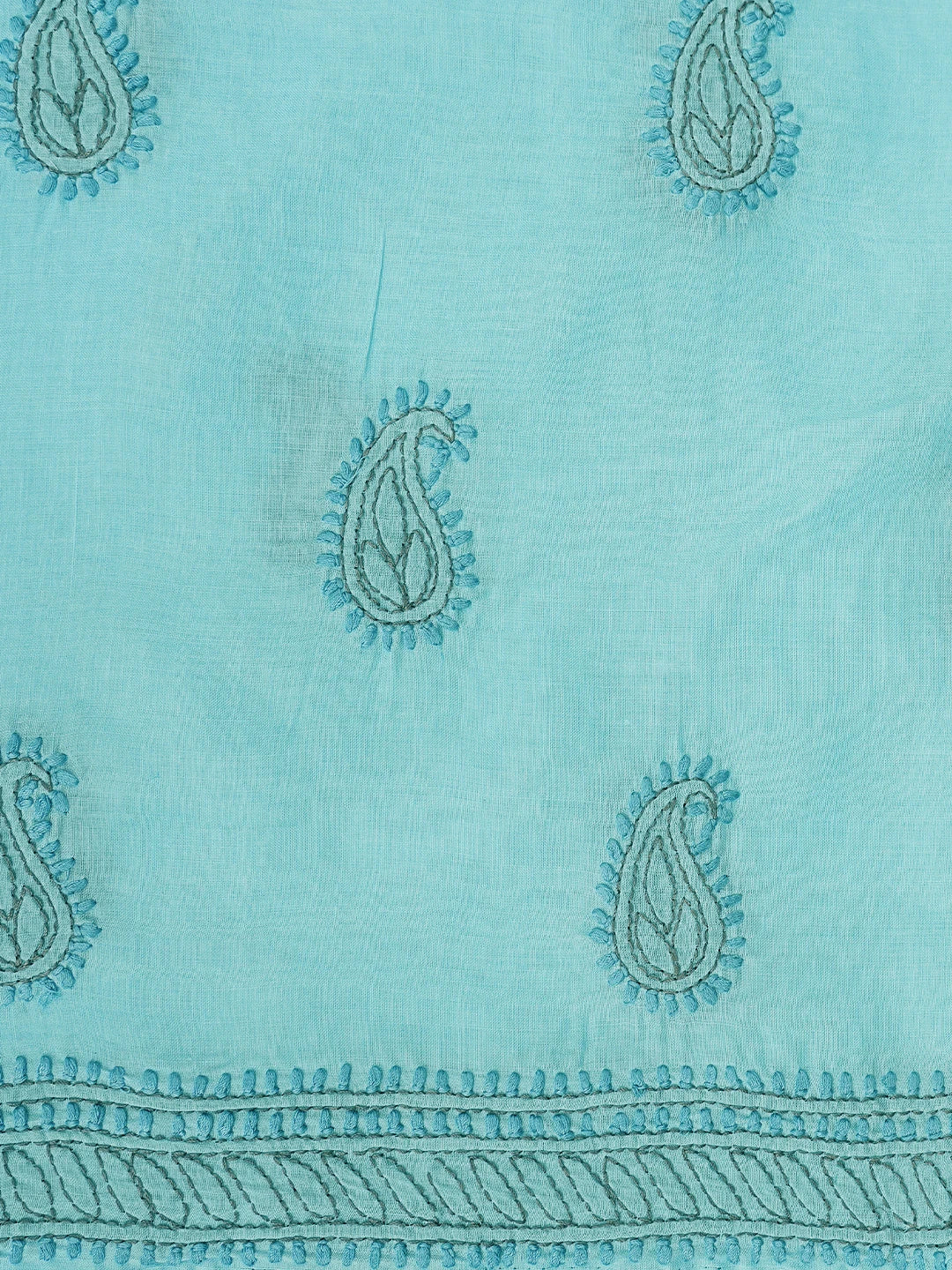 Ada Hand Embroidered Blue Cotton Lucknowi Chikankari Unstitched Suit Piece 01A839707
