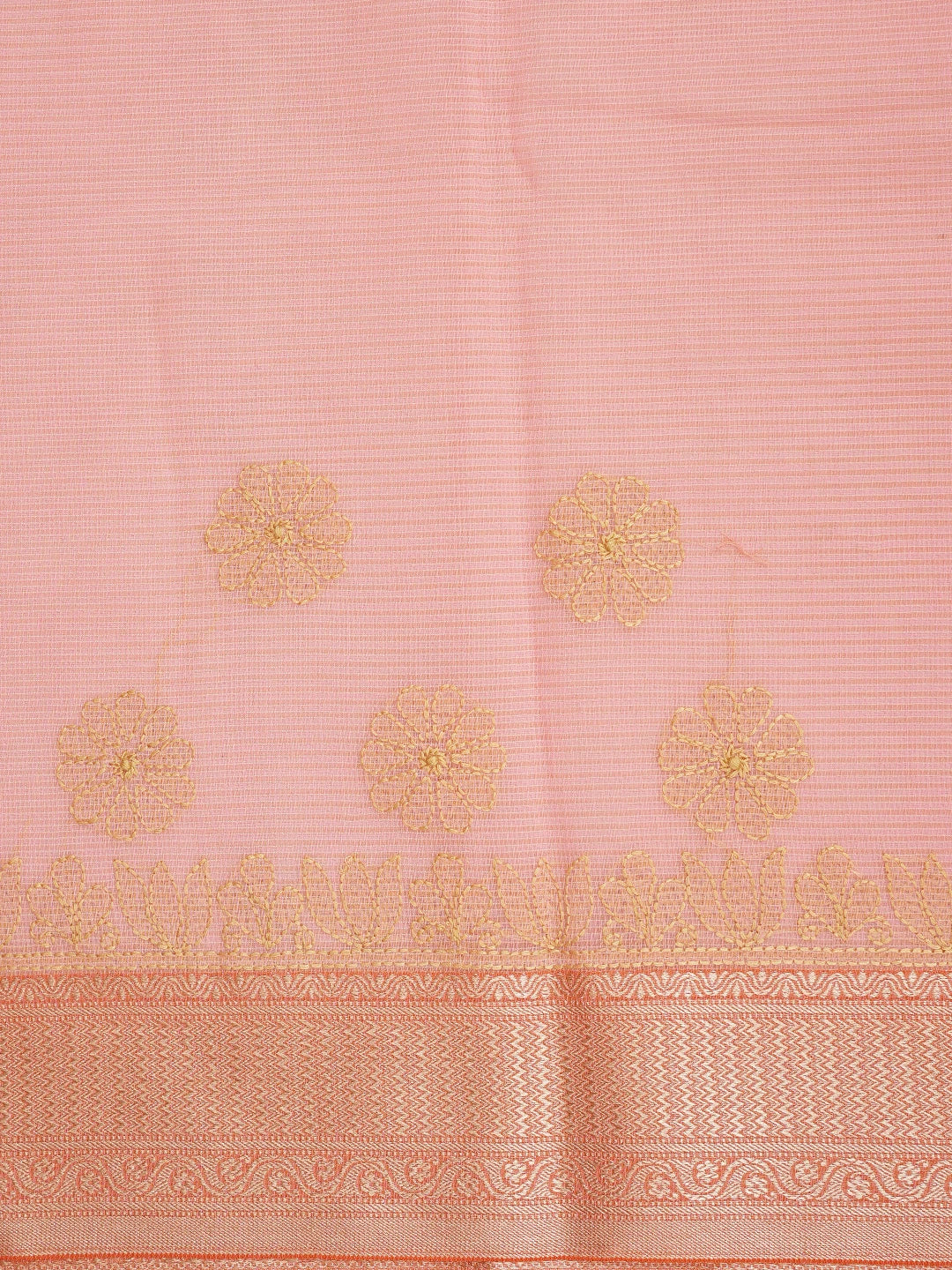 Ada Hand Embroidered Pink Chanderi Lucknowi Chikankari Saree and Blouse 01A838219