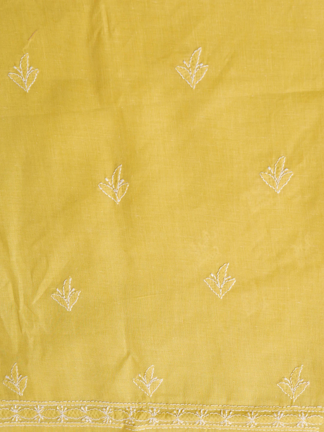 Ada Hand Embroidered Yellow Cotton Lucknowi Chikankari Unstitched Suit Piece 01A818694