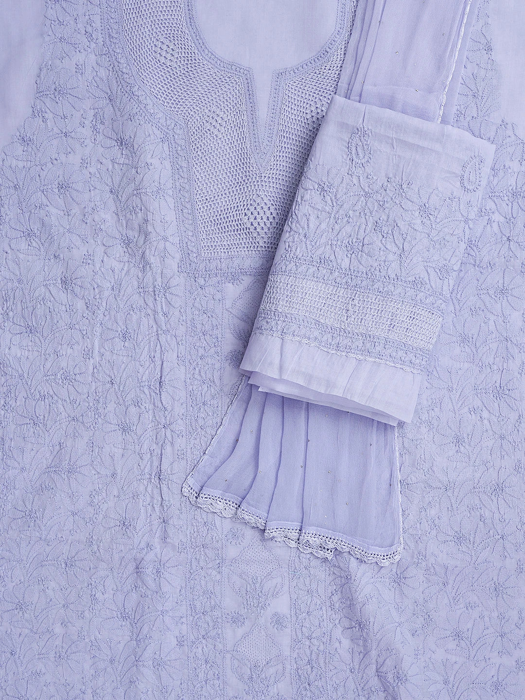 Ada Hand Embroidered Mauve Cotton Lucknowi Chikankari Unstitched Suit Piece With Mukaish Work 01A839590