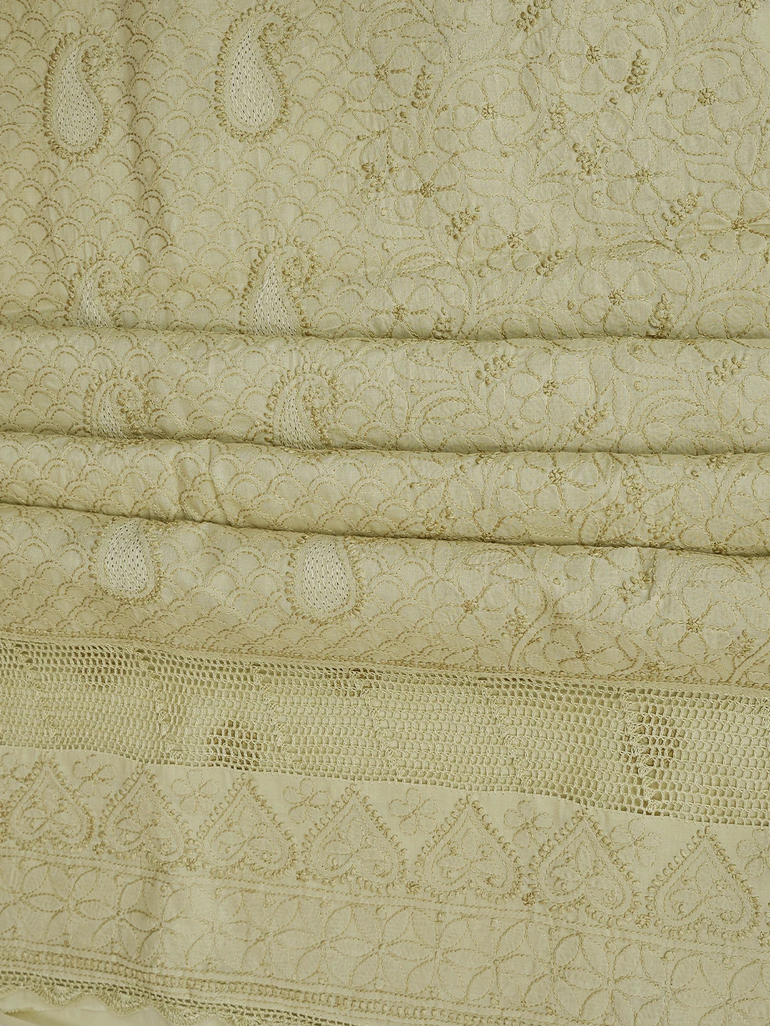 Ada Hand Embroidered Sand Brown Cotton Lucknowi Chikankari Unstitched Suit Piece With Mukaish Work 01A839485