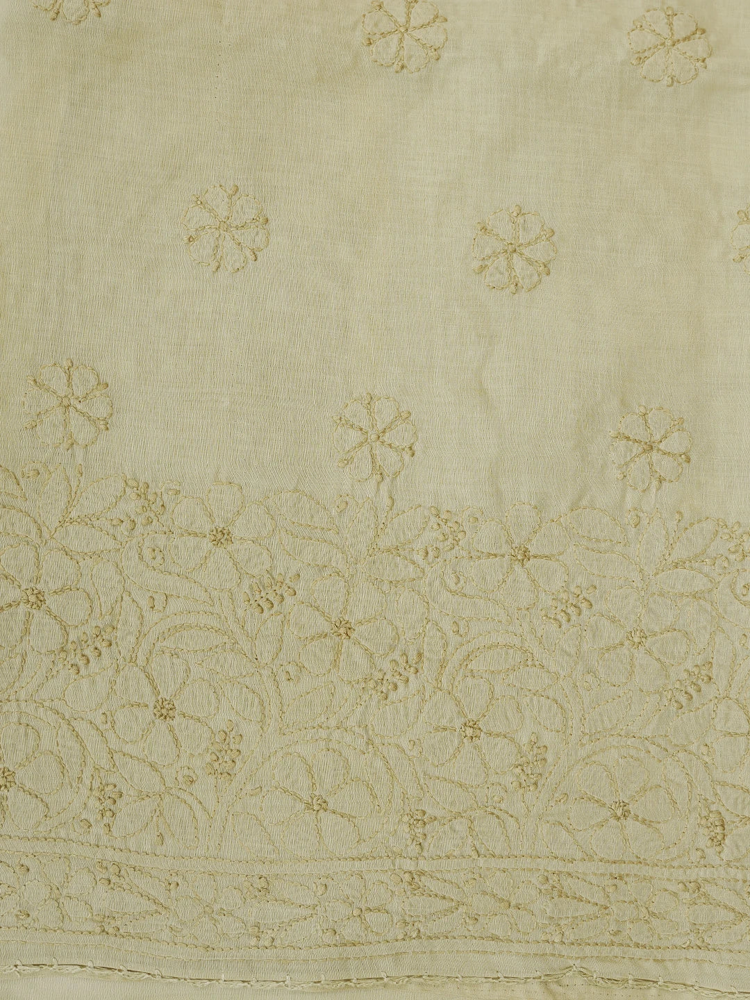 Ada Hand Embroidered Sand Brown Cotton Lucknowi Chikankari Unstitched Suit Piece With Mukaish Work 01A839485