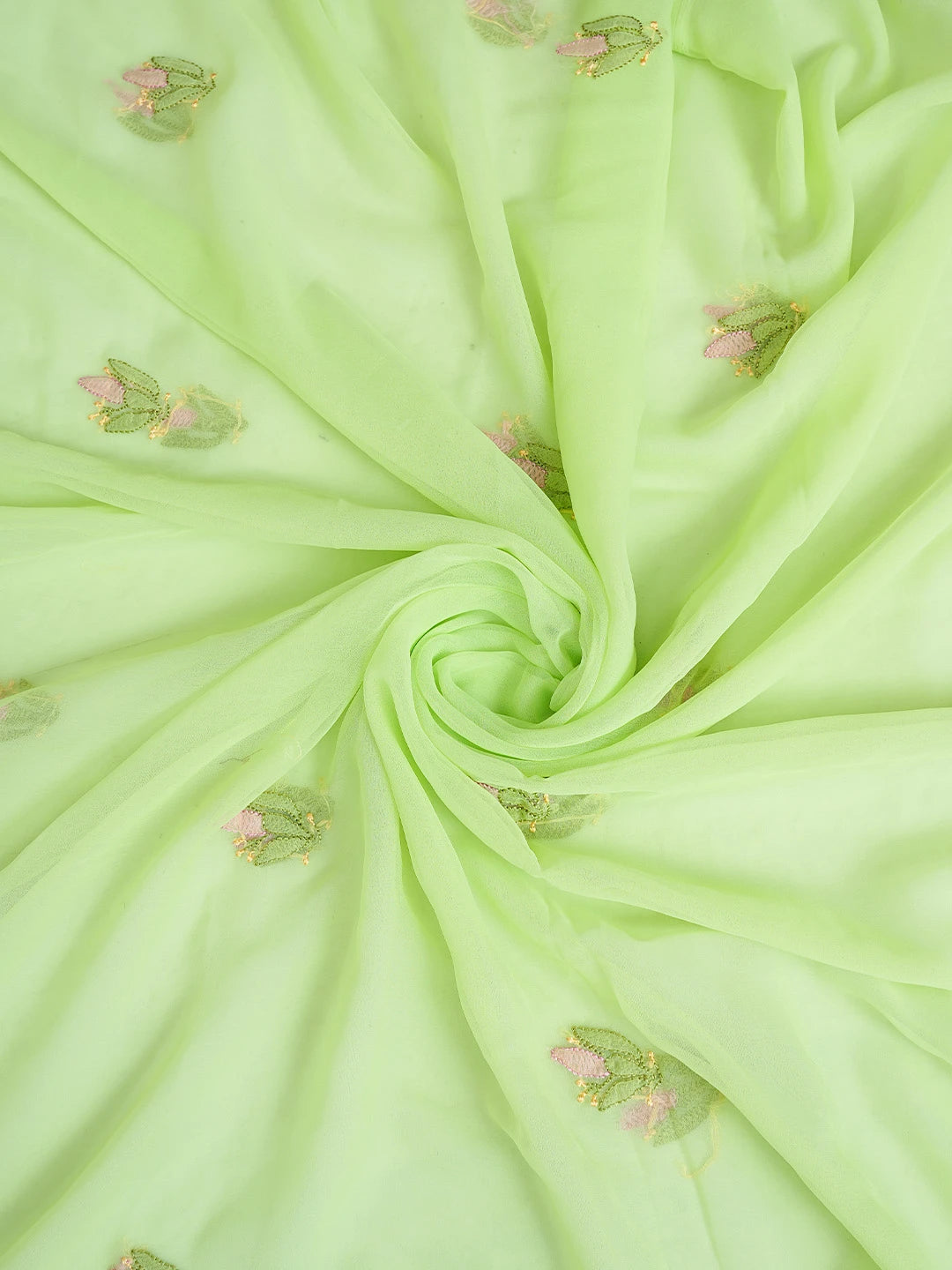 Ada Hand Embroidered Lime Green Georgette Lucknowi Chikankari Unstitched Suit Piece 01A833142