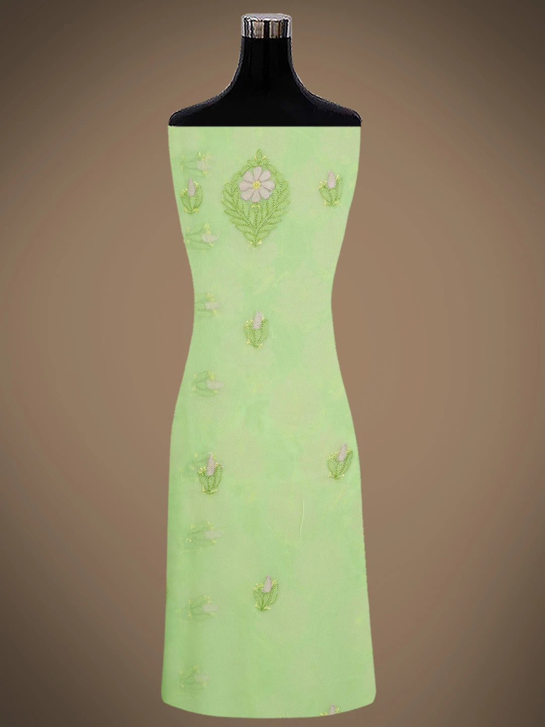 Ada Hand Embroidered Lime Green Georgette Lucknowi Chikankari Unstitched Suit Piece 01A833142