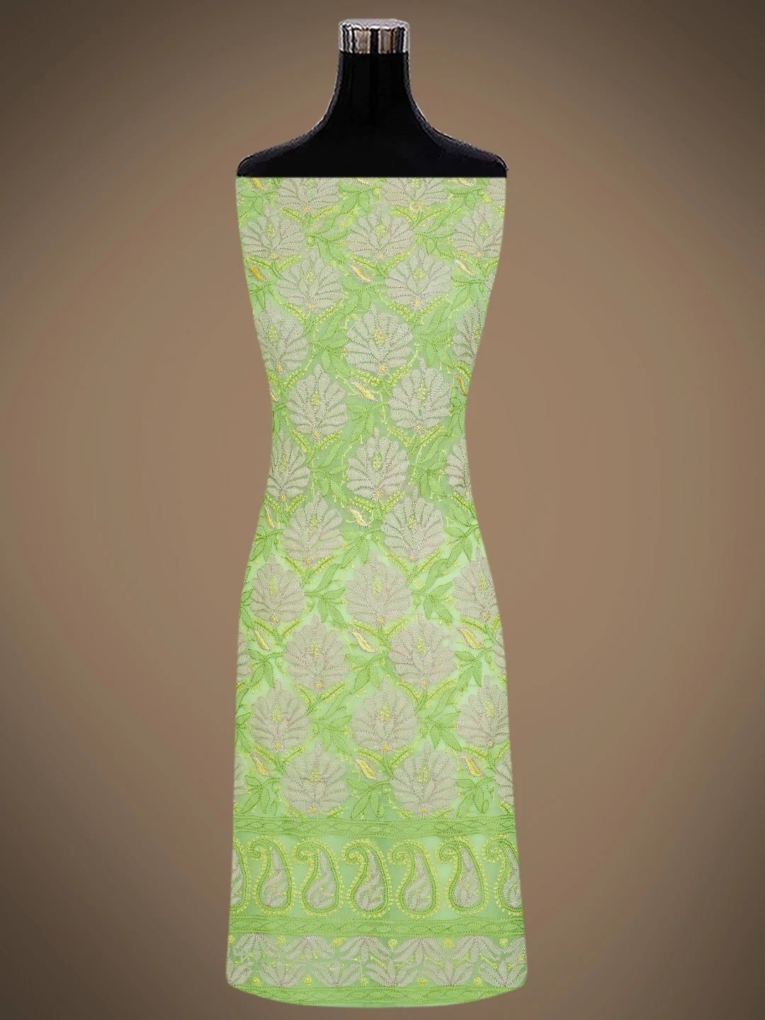Ada Hand Embroidered Lime Green Georgette Lucknowi Chikankari Unstitched Suit Piece 01A833142