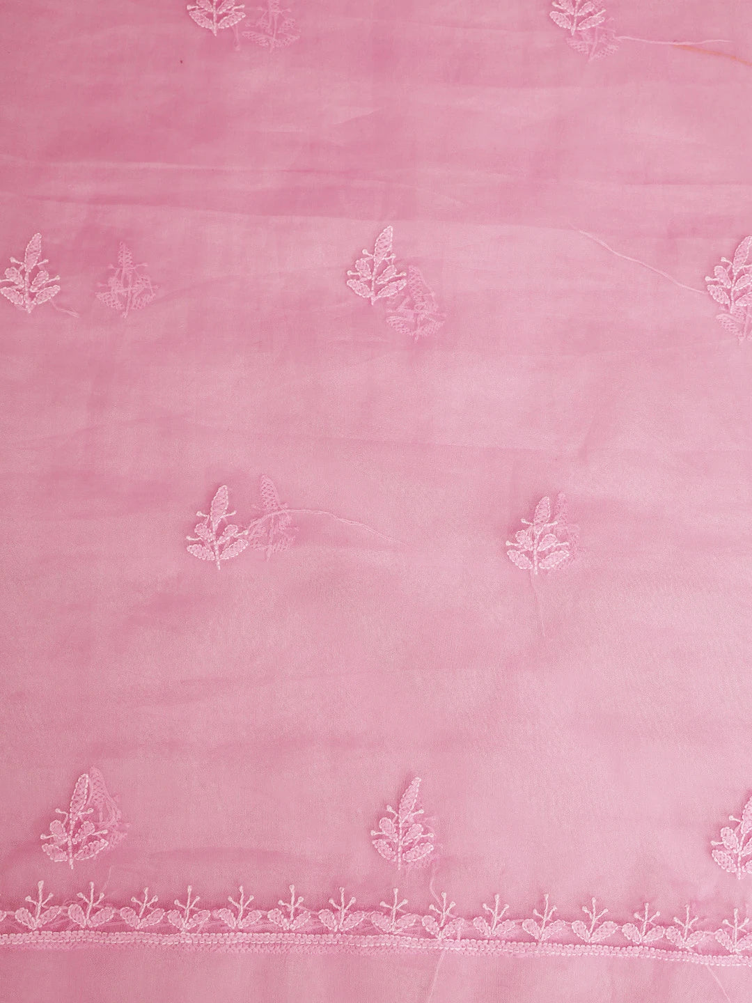 Ada Hand Embroidered Persian Pink Organza Lucknowi Chikankari Unstitched Kurta Dupatta Set 01A802351