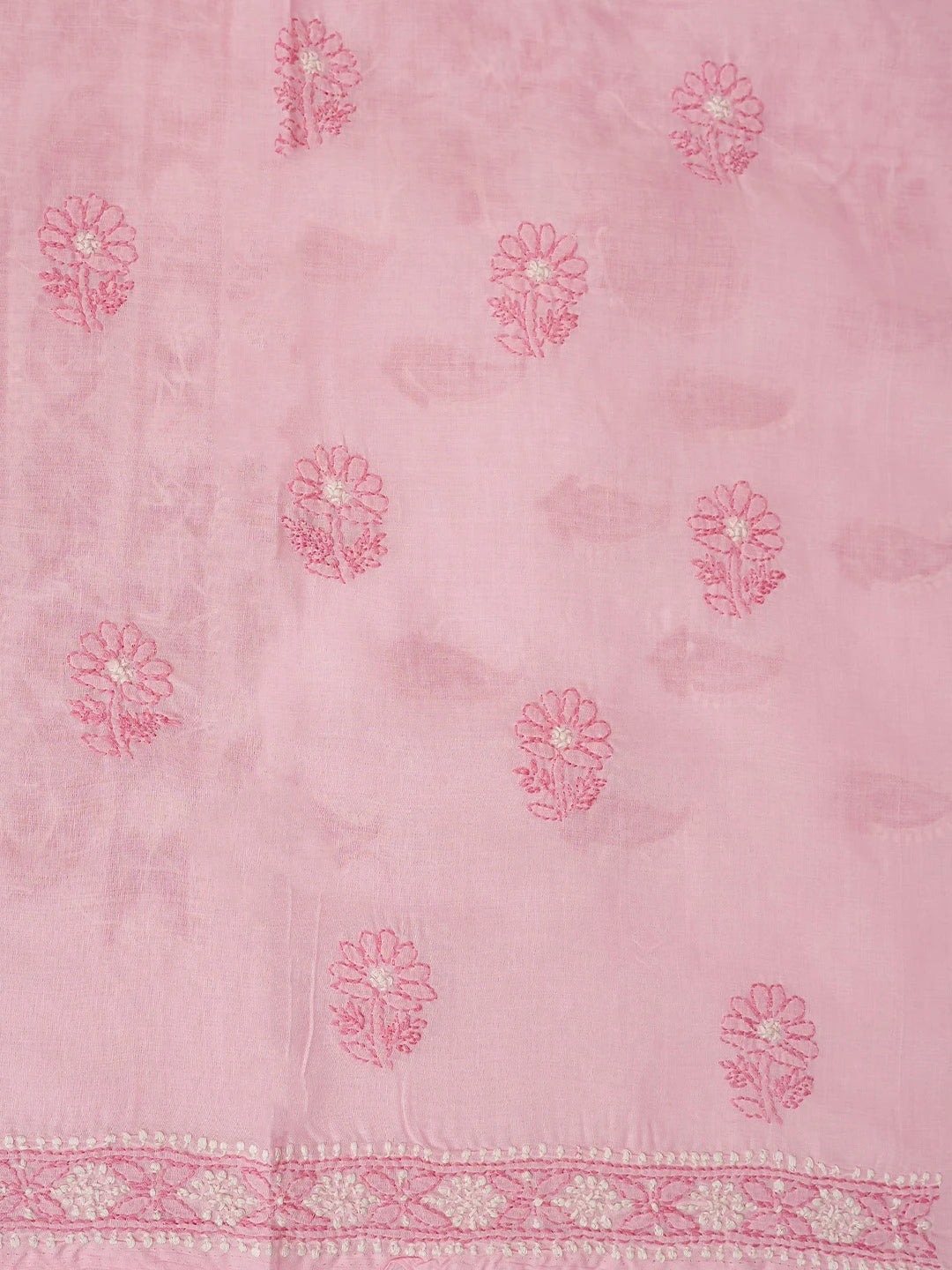 Ada Hand Embroidered Pink Cotton Lucknowi Chikankari Unstitched Suit Piece With Mukaish Work 01A839722