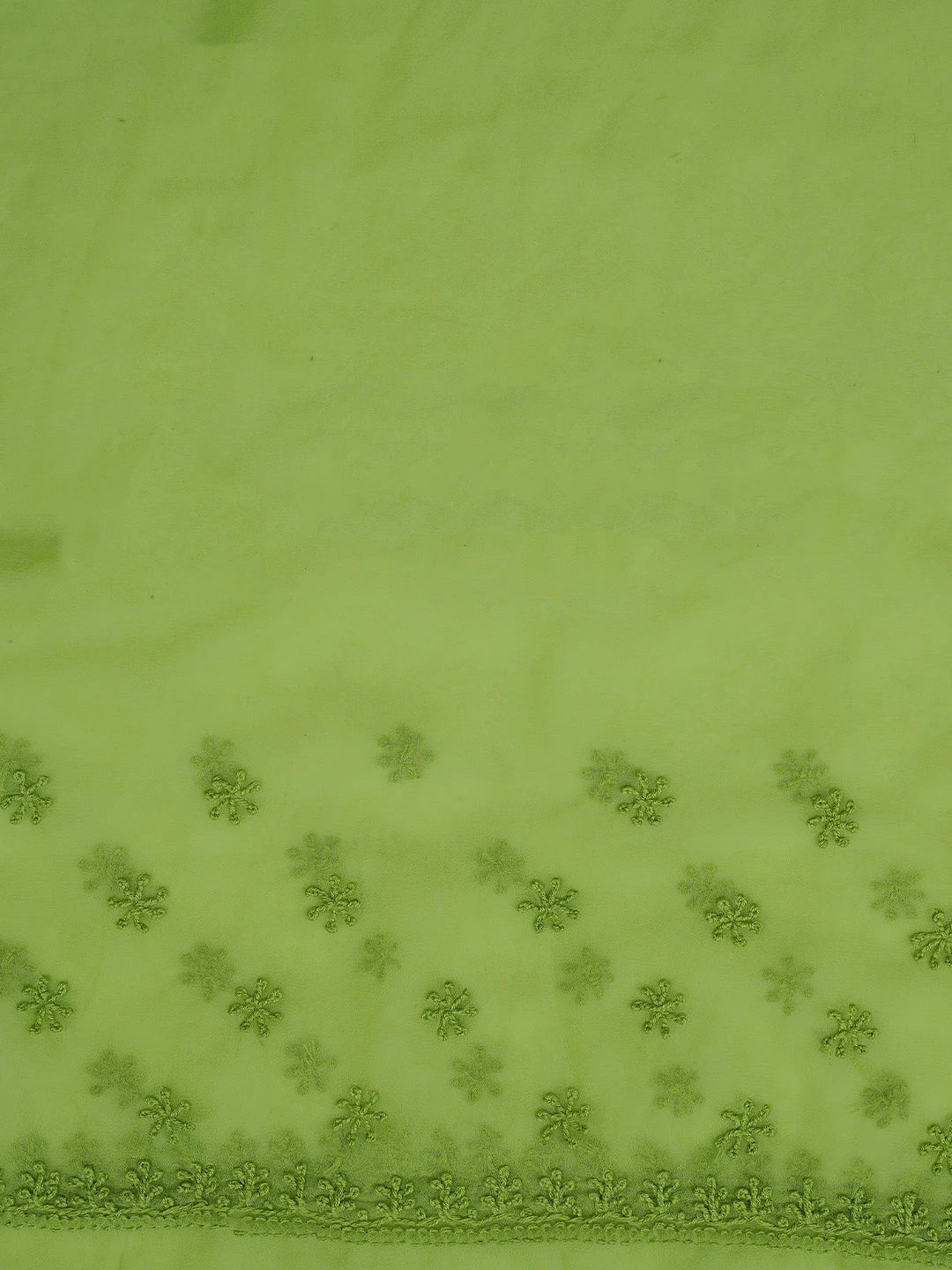 Ada Hand Embroidered Apple Green Georgette Lucknowi Chikankari Saree With Blouse 01A764126