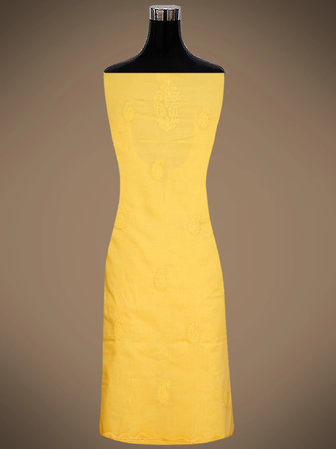 Ada Hand Embroidered Yellow Cotton Lucknowi Chikankari Unstitched Suit Piece With Mukaish Work 01A839569