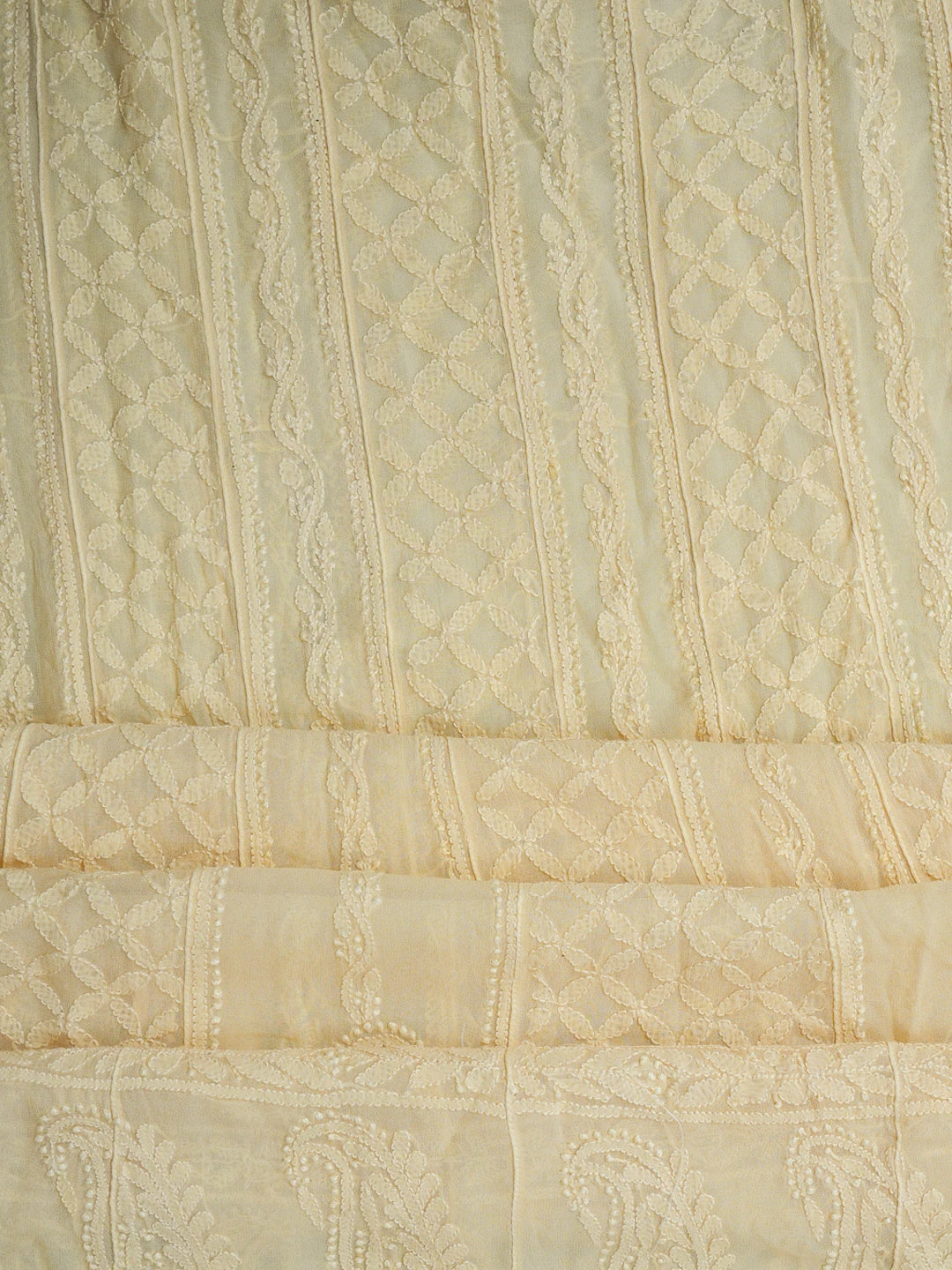 Ada Hand Embroidered Biscuit Yellow Viscose Georgette Lucknowi Chikankari Semi-stitched Anarkali Kurta Dupatta Set 01A807113