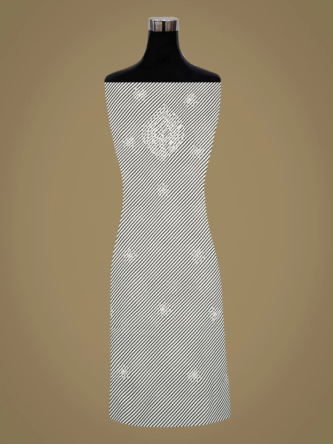 Ada Hand Embroidered Black And White Cotton Lucknowi Chikankari Unstitched Suit Piece 01A836821