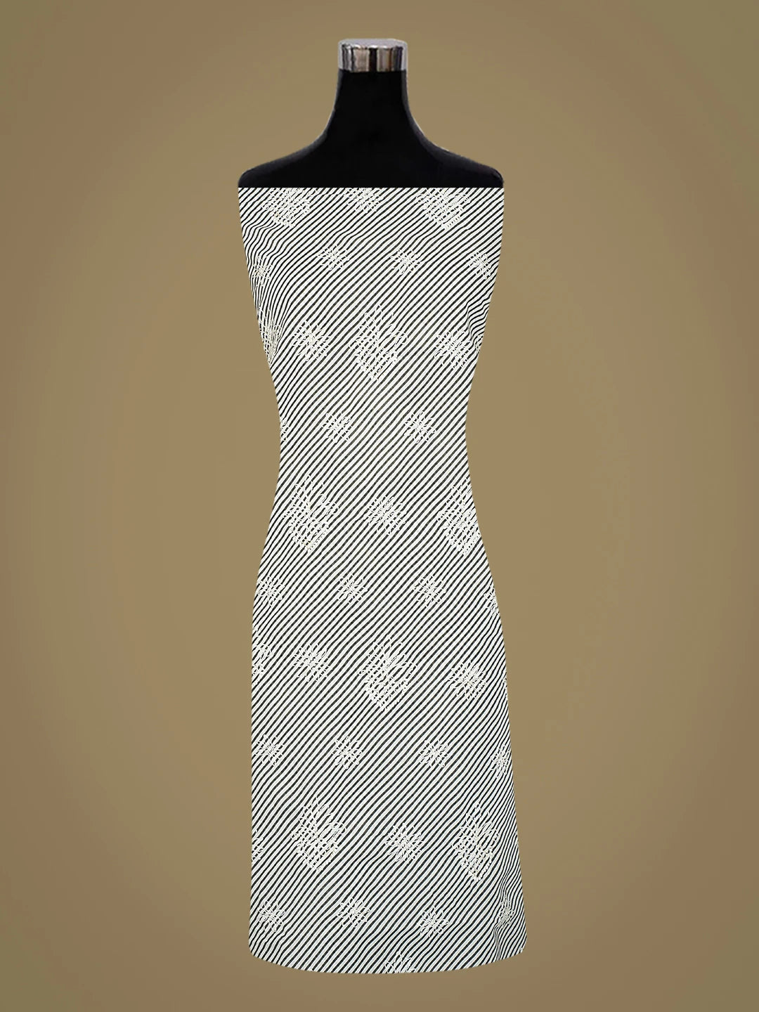 Ada Hand Embroidered Black And White Cotton Lucknowi Chikankari Unstitched Suit Piece 01A836821