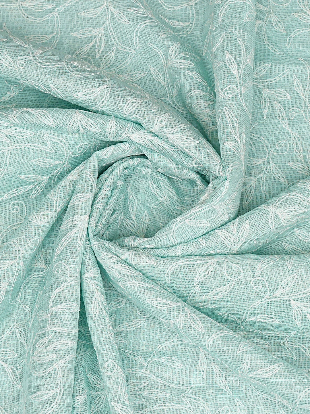 Ada Hand Embroidered Sea Foam Green Kota Lucknowi Chikankari Dupatta 01A794376