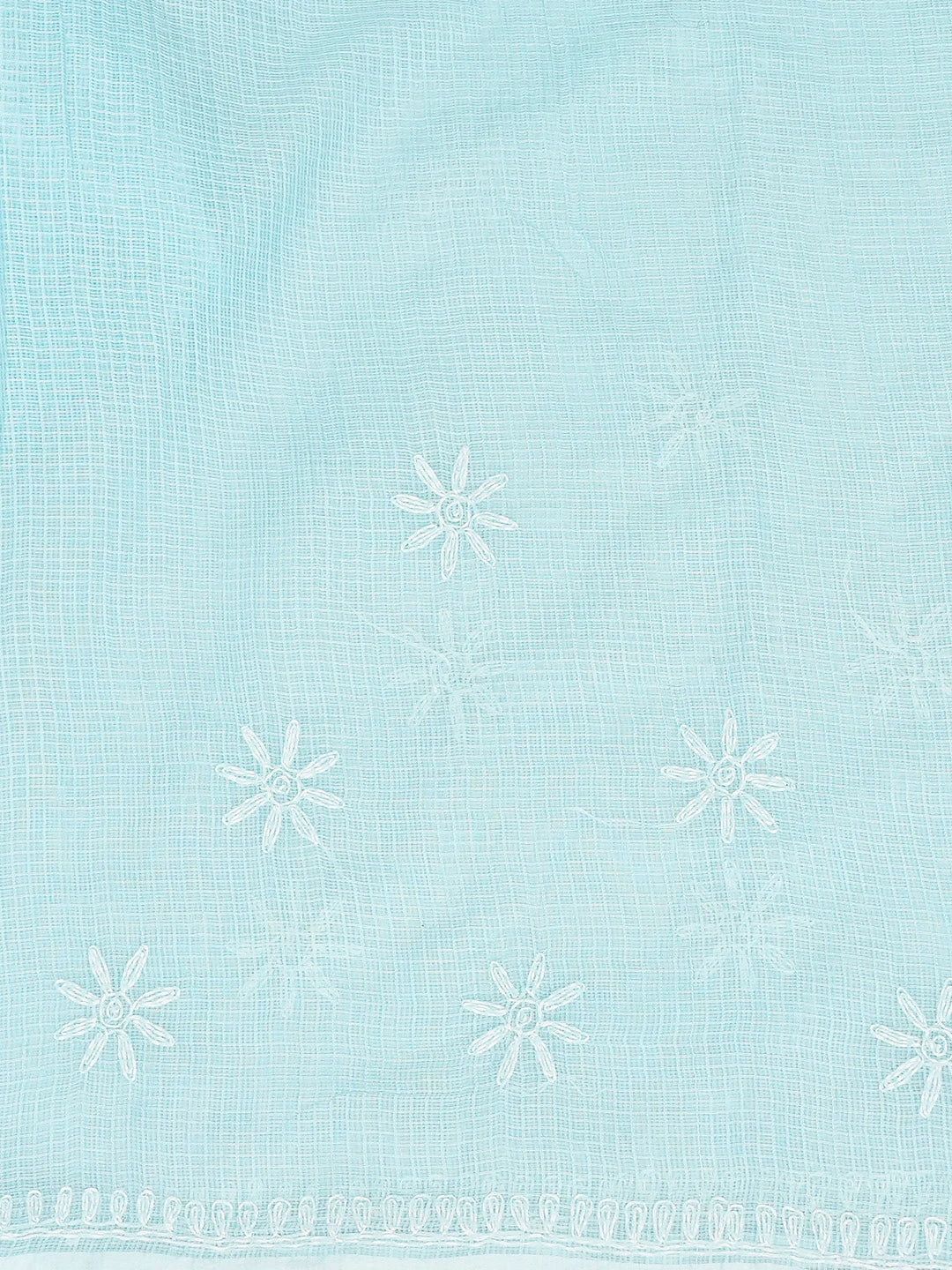 Ada Hand Embroidered Blue Kota Lucknowi Chikankari Unstitched Kurta Piece 01A838005