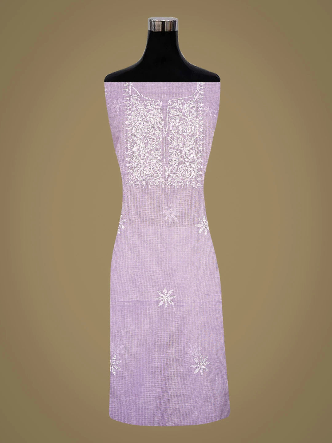 Ada Hand Embroidered Mauve Kota Lucknowi Chikankari Unstitched Kurta Piece 01A838001
