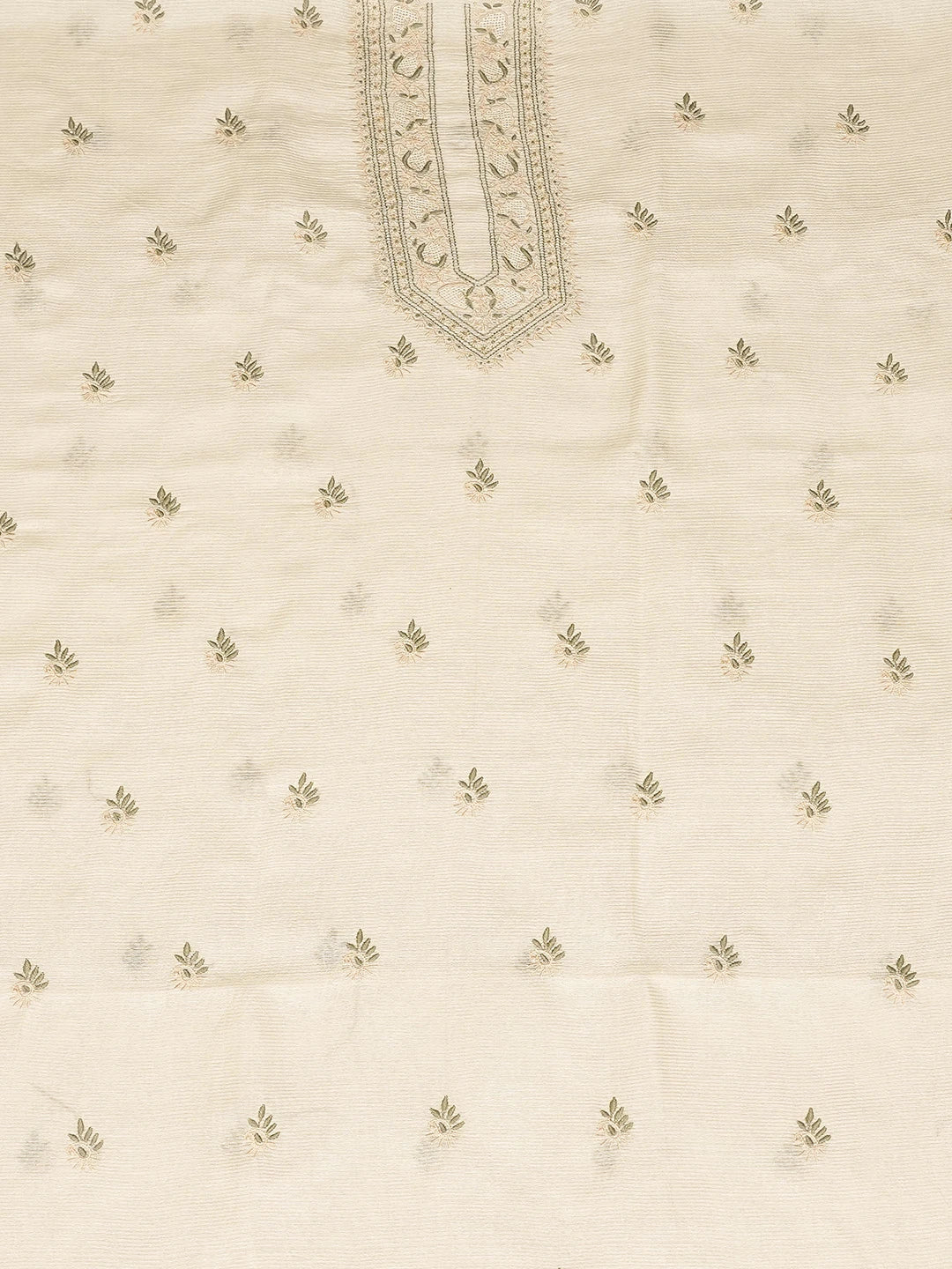 Ada Hand Embroidered Fawn Silk Lucknowi Chikankari Unstitched Men's Kurta Piece 01A837309