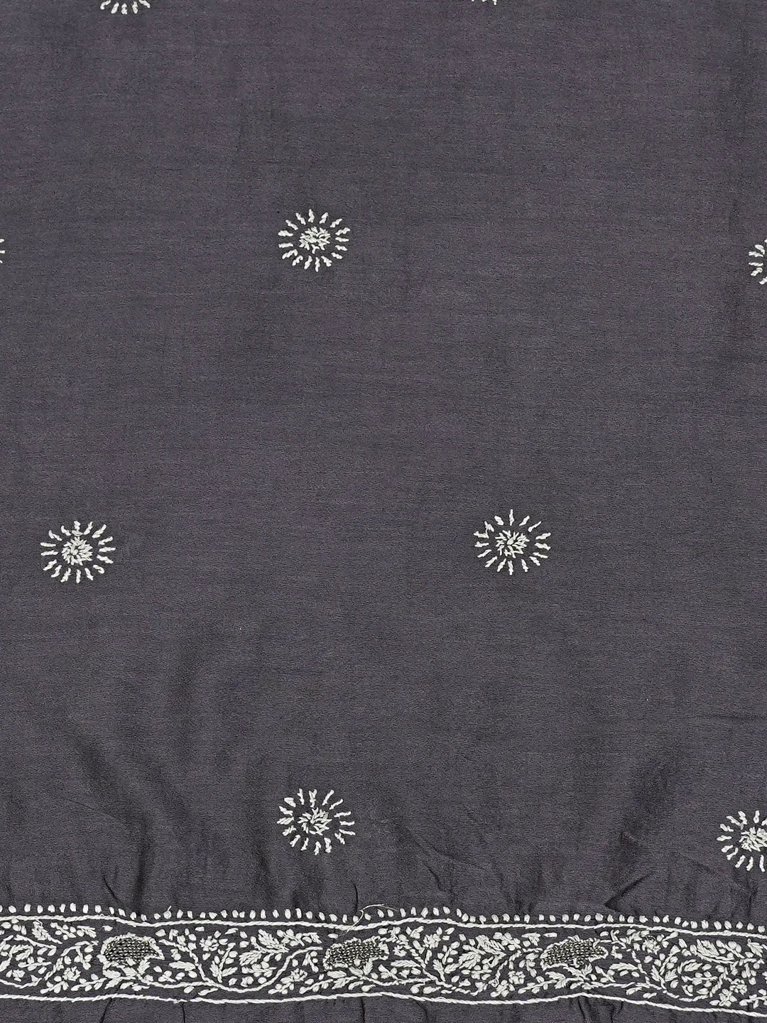 Ada Hand Embroidered Grey Chanderi Lucknowi Chikankari Unstitched Men's Kurta Piece With Zari Work 01A703311