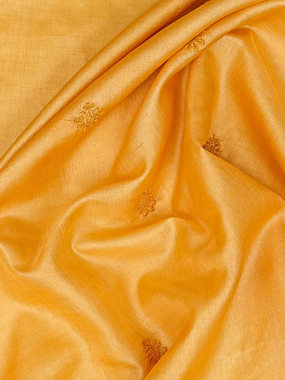 Ada Hand Embroidered Mustard Tussar Silk Lucknowi Chikankari Unstitched Men's Kurta Piece 01A722439