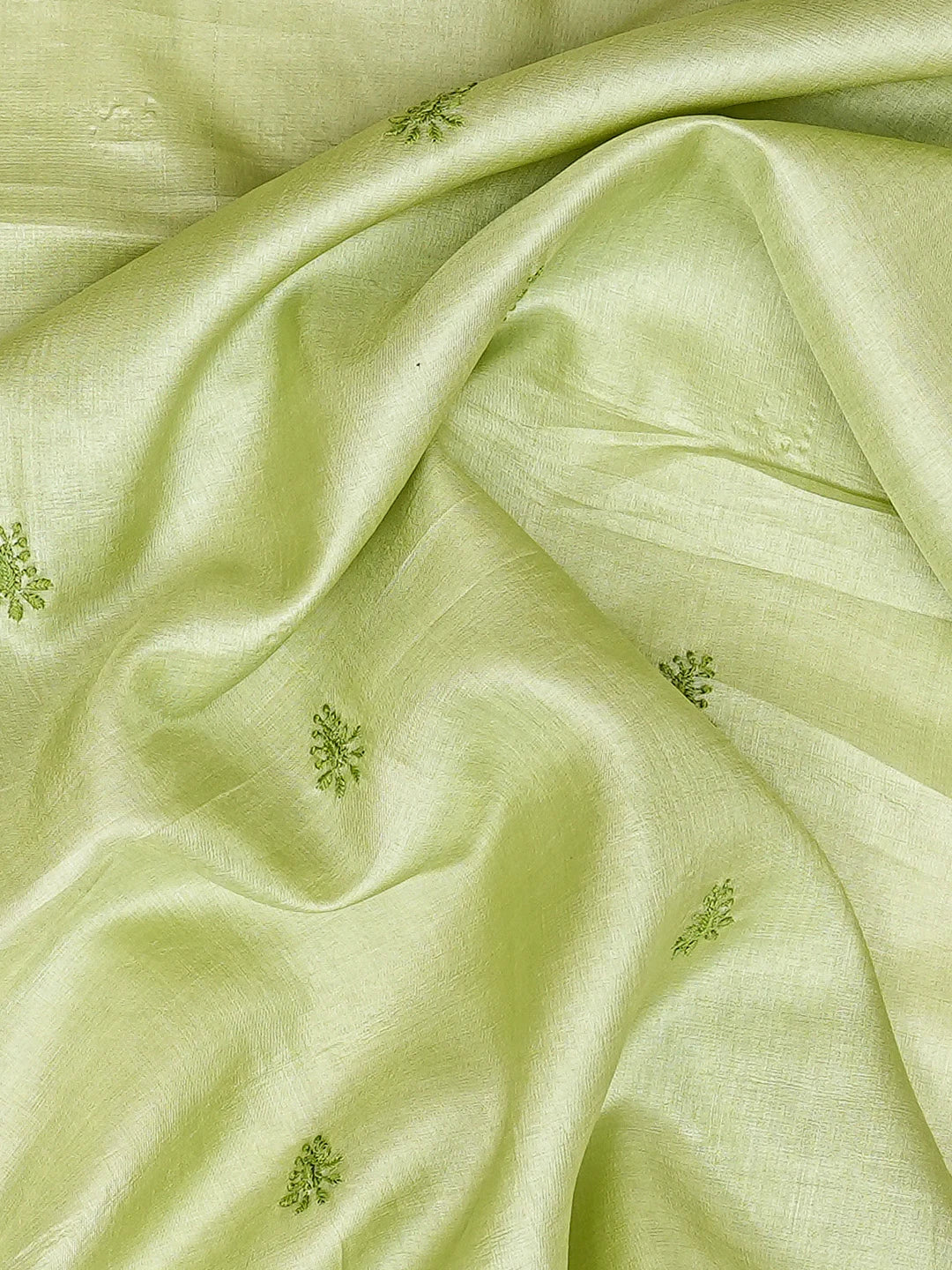 Ada Hand Embroidered Green Tussar Silk Lucknowi Chikankari Unstitched Men's Kurta Piece 01A722444