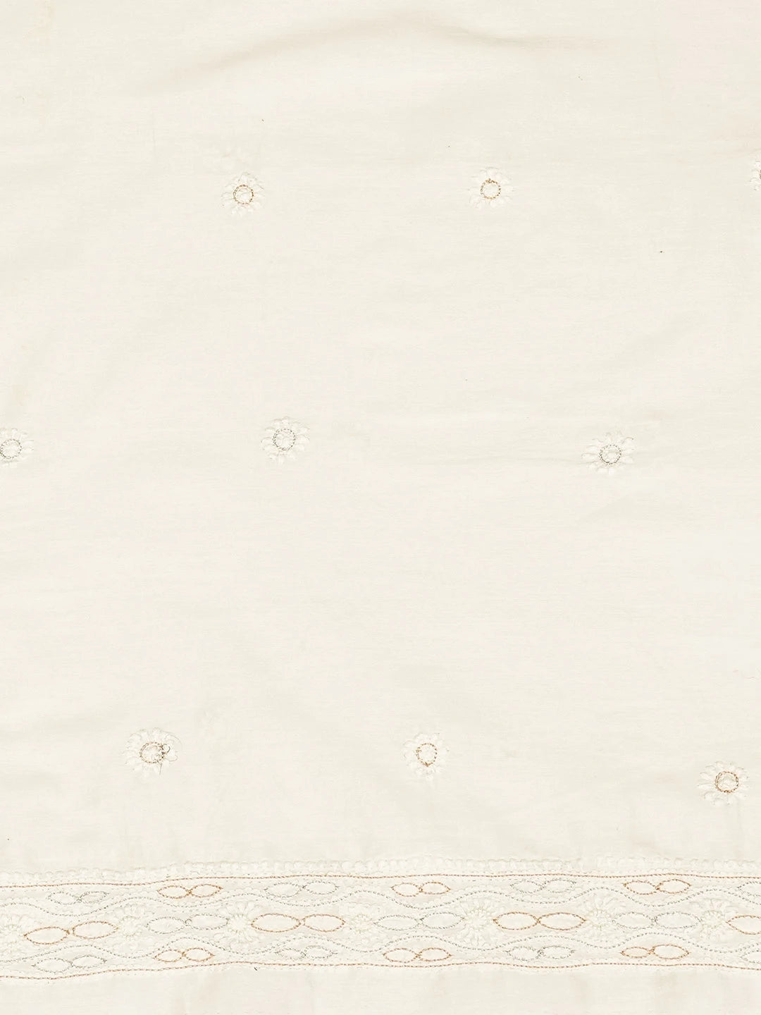 Ada Hand Embroidered White Chanderi Lucknowi Chikankari Unstitched Men's Kurta Piece With Zari Taar Work 01A789278