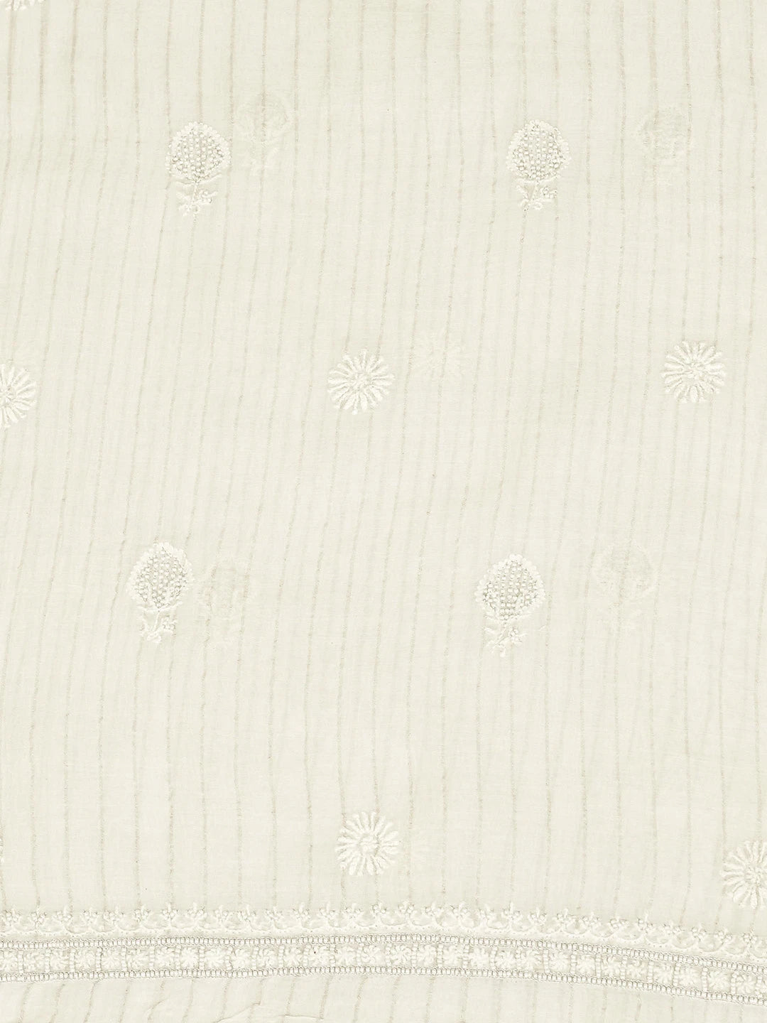 Ada Hand Embroidered White Chanderi Lucknowi Chikankari Unstitched Men's Kurta Piece With Pearl Work 01A837123