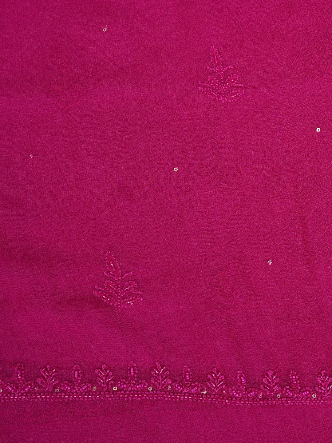 Ada Hand Embroidered Magenta Viscose Georgette Lucknowi Chikankari Unstitched Kurta Dupatta Set With Sequinned Work 01A771716