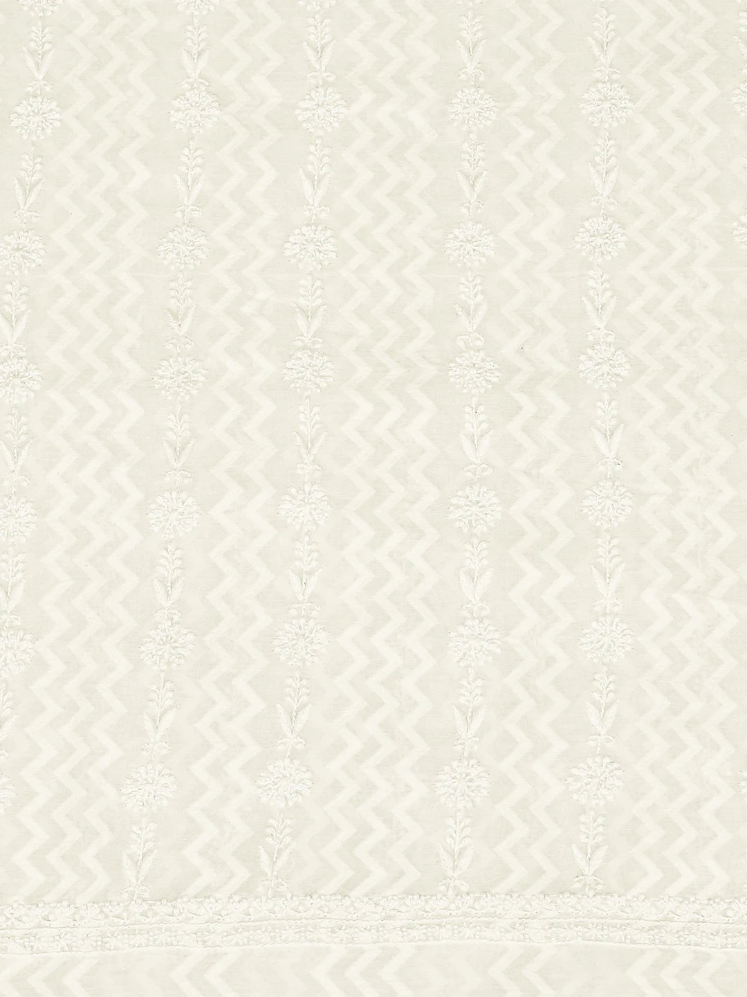 Ada Hand Embroidered White Chanderi Lucknowi Chikankari Unstitched Men's Kurta Piece With Pearl Work 01A837156