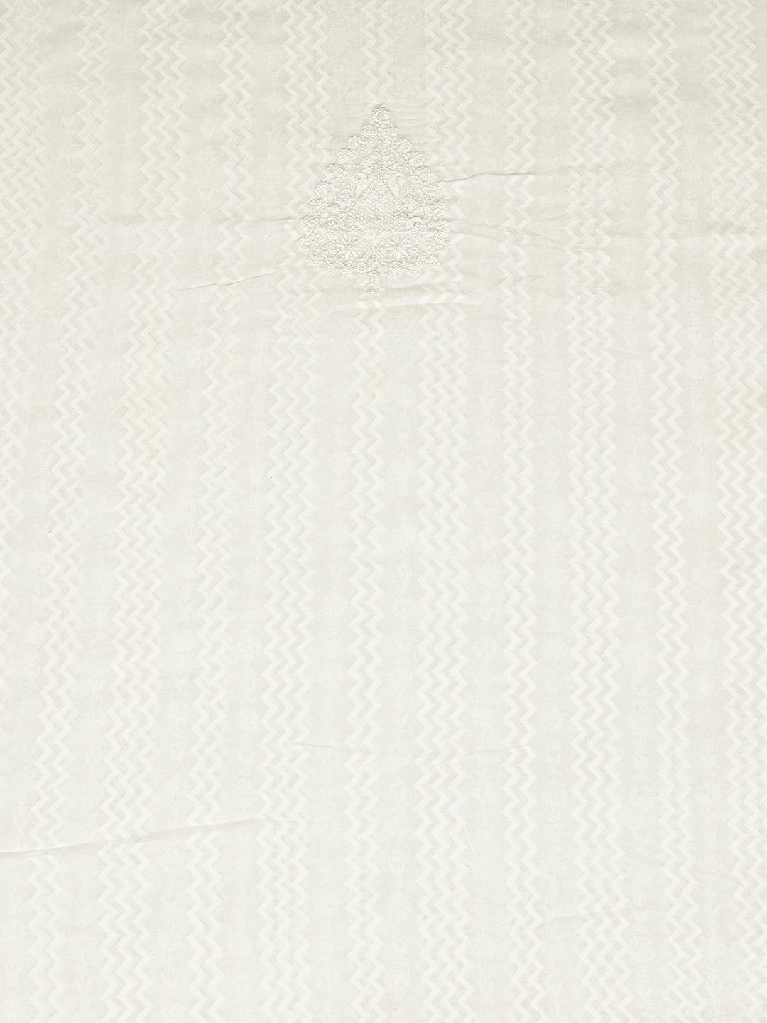 Ada Hand Embroidered White Chanderi Lucknowi Chikankari Unstitched Men's Kurta Piece With Pearl Work 01A837156