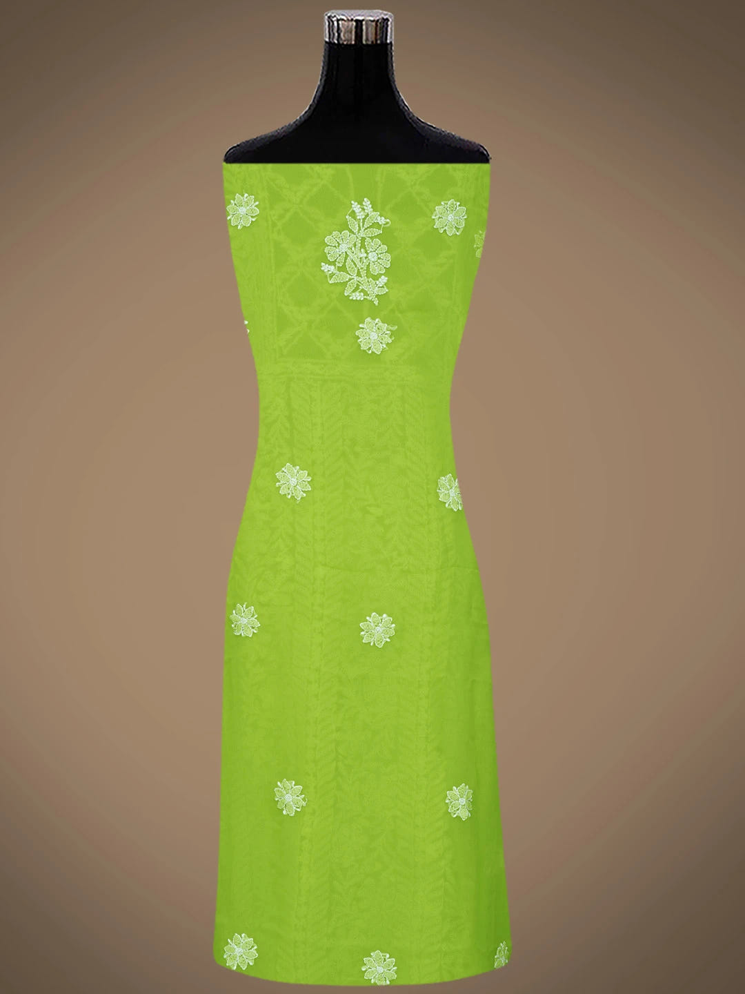 Ada Hand Embroidered Green Georgette Lucknowi Chikankari Unstitched Suit Piece 01A707960