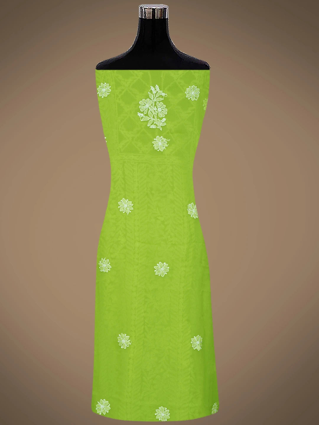 Ada Hand Embroidered Green Georgette Lucknowi Chikankari Unstitched Suit Piece 01A707960
