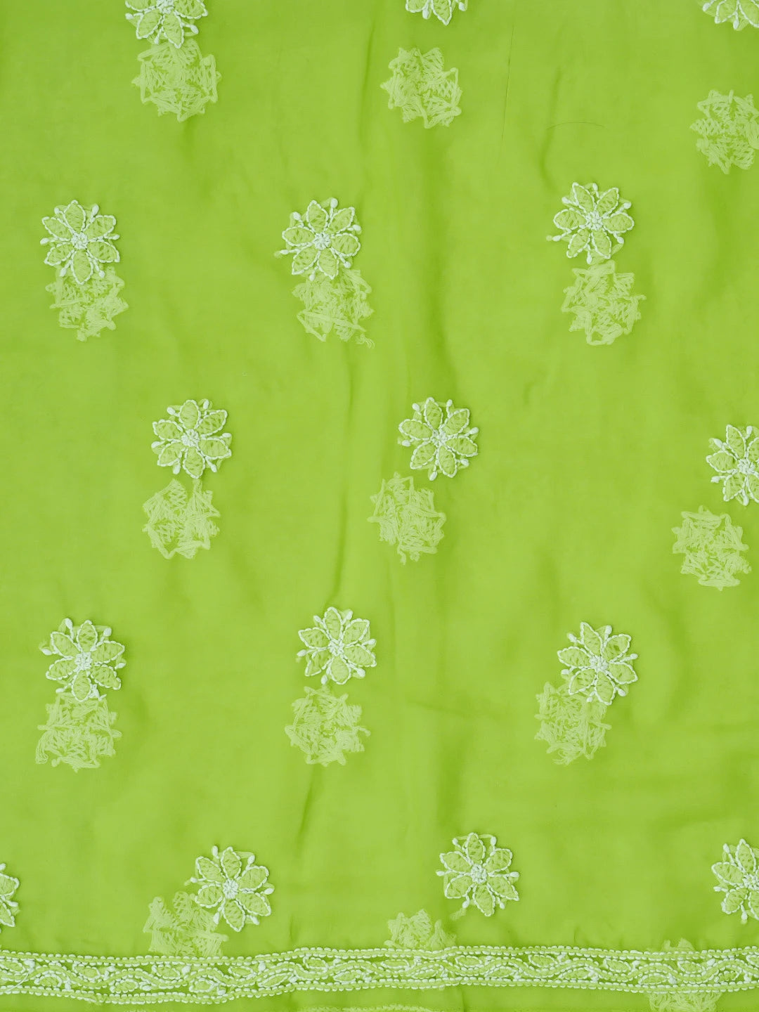 Ada Hand Embroidered Green Georgette Lucknowi Chikankari Unstitched Suit Piece 01A707960