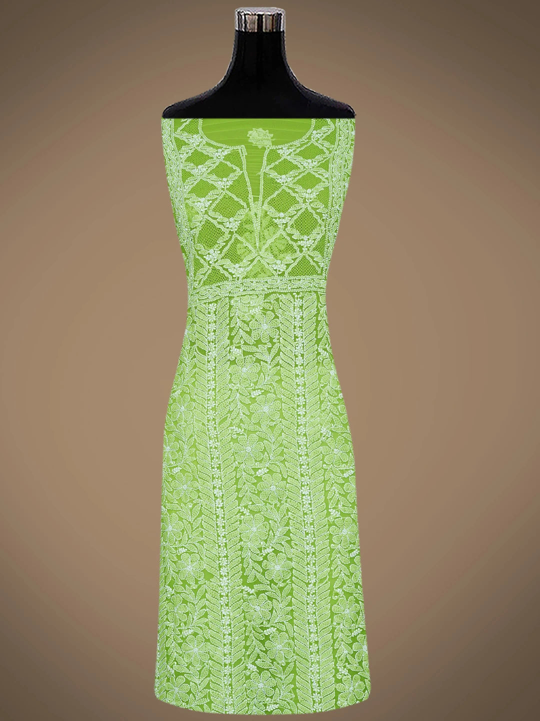 Ada Hand Embroidered Green Georgette Lucknowi Chikankari Unstitched Suit Piece 01A707960
