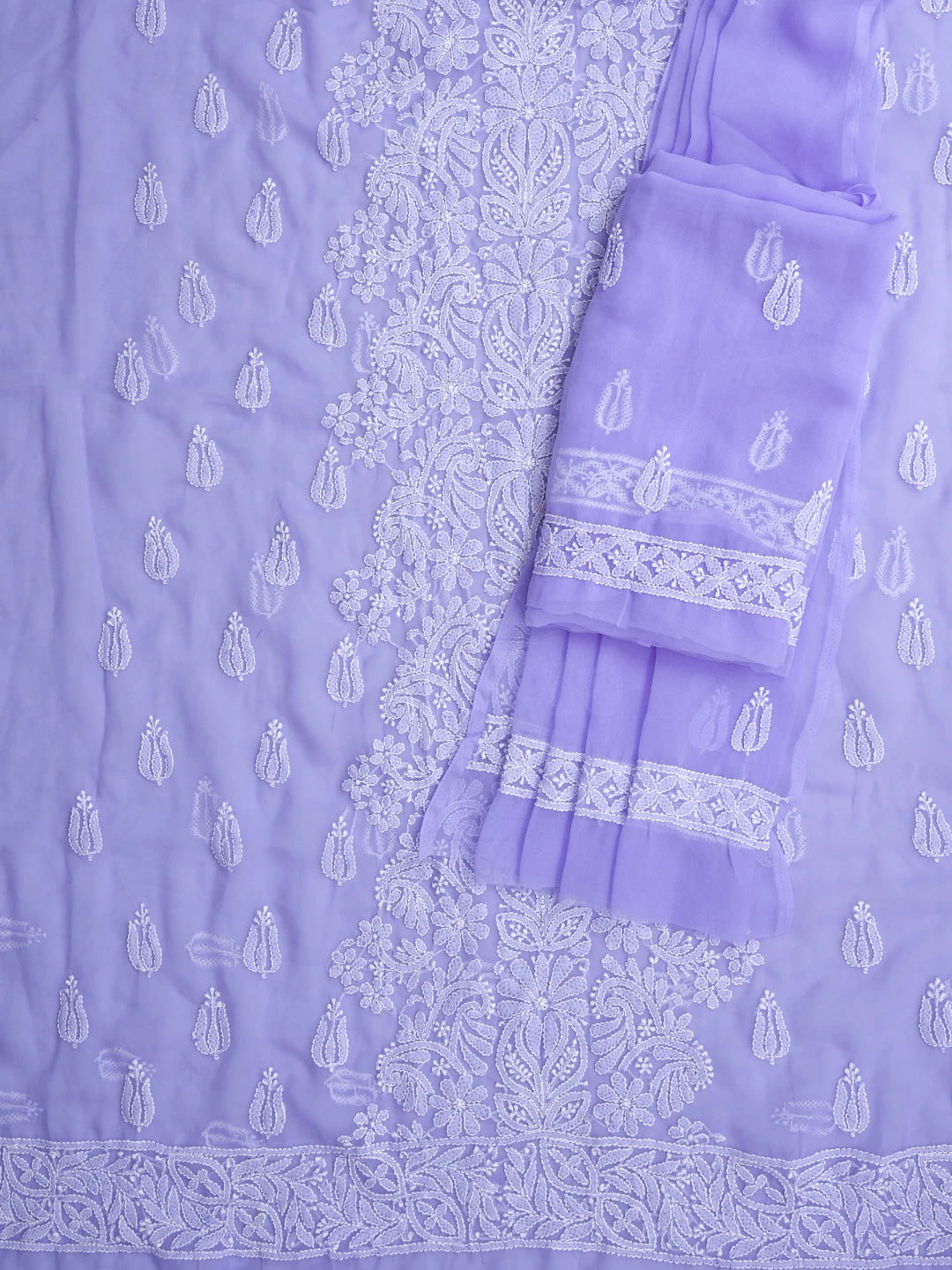 Ada Hand Embroidered Mauve Georgette Lucknowi Chikankari Unstitched Suit Piece 01A843428