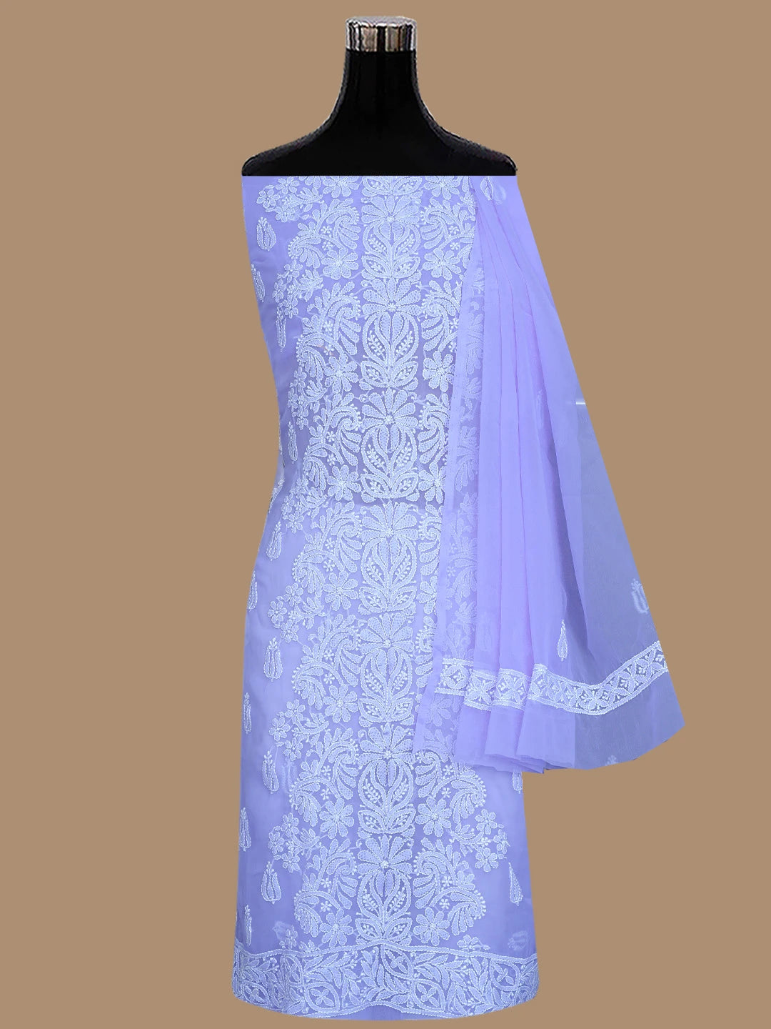 Ada Hand Embroidered Mauve Georgette Lucknowi Chikankari Unstitched Suit Piece 01A843428