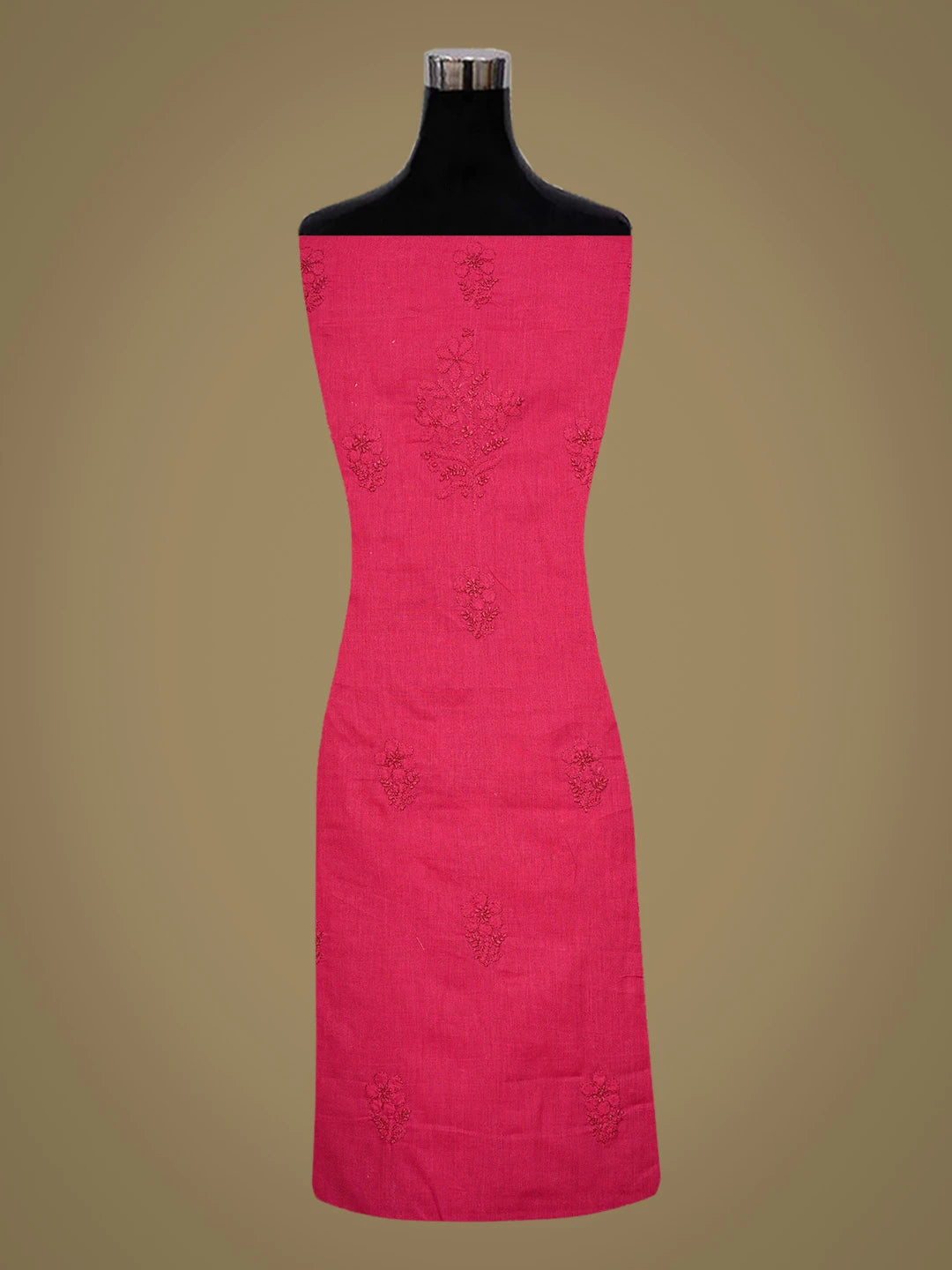 Ada Hand Embroidered Magenta Cotton Lucknowi Chikankari Unstitched Suit Piece 01A839627